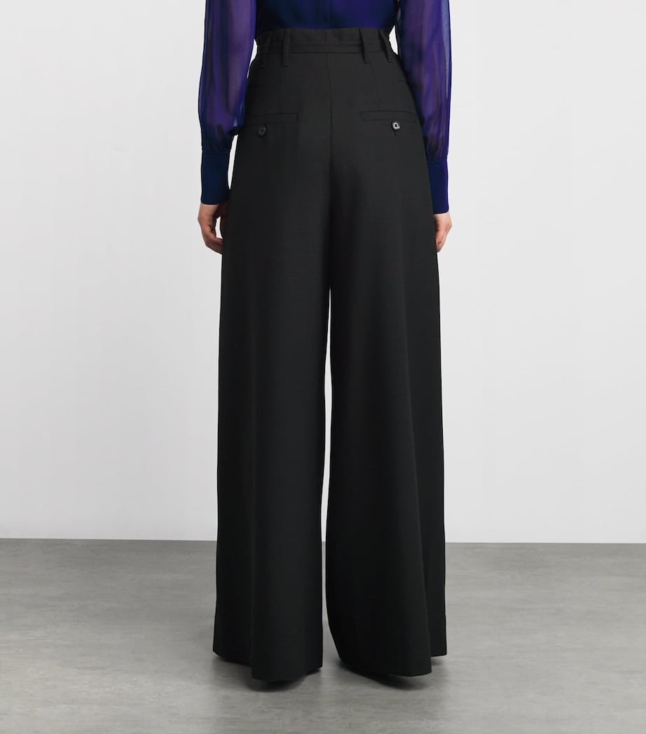 Pleated Wide-Leg Trousers BLACK Image 4
