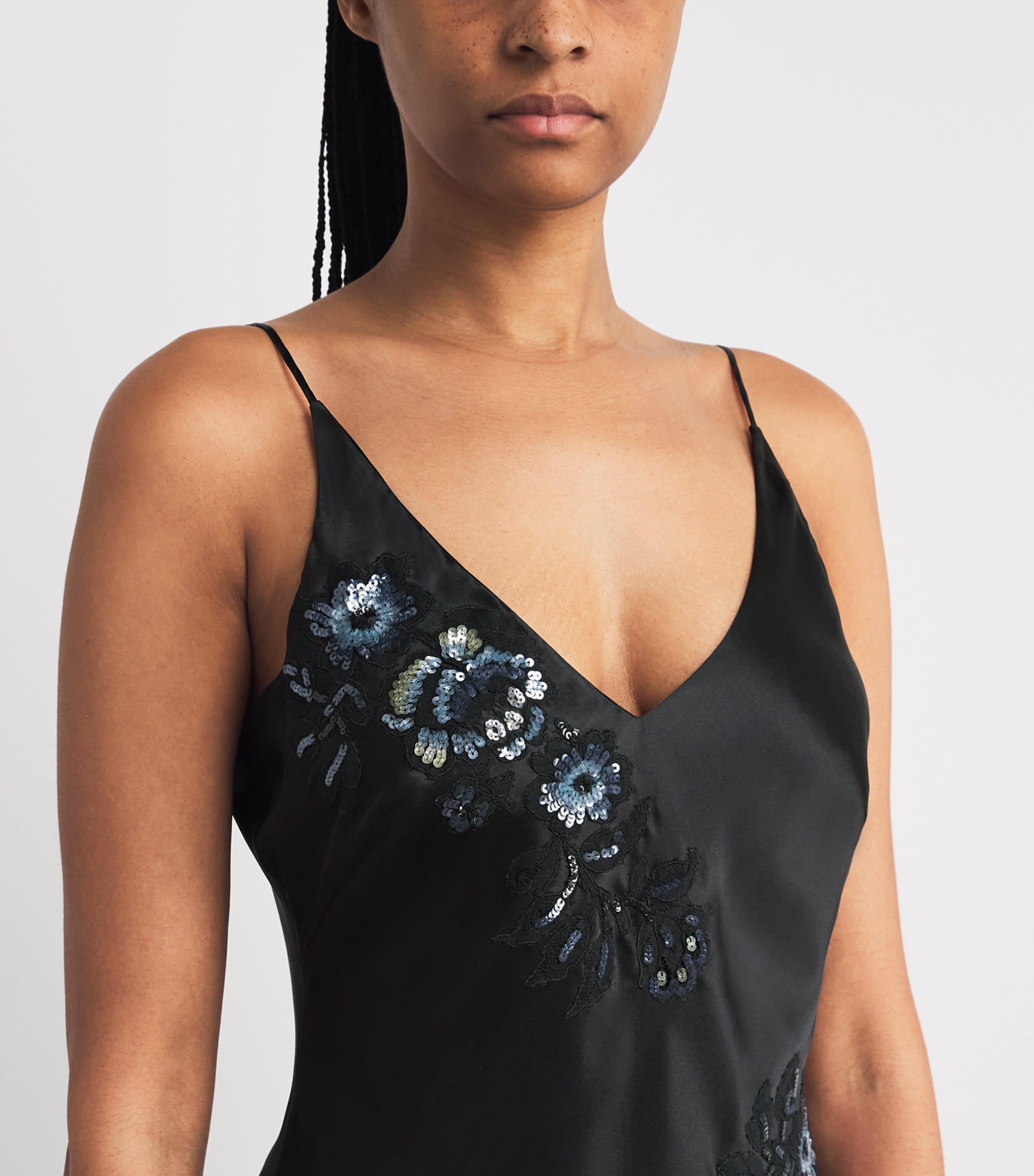 Silk Embellished Sofia Slip Dress BLACK/SPARKLING BLCK Image 4