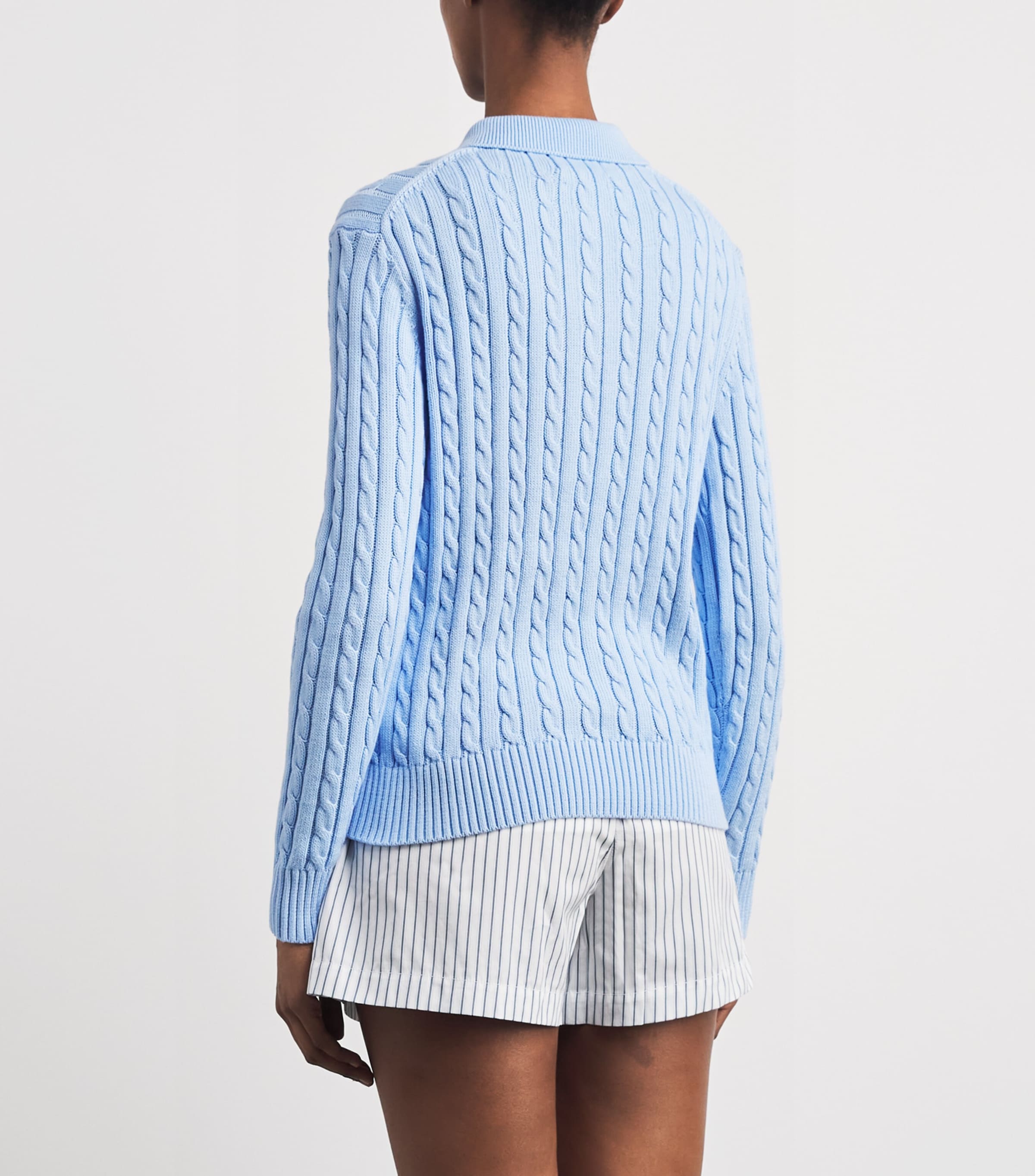 Polo Ralph Lauren Womens x Wimbledon Cable-Knit Polo Sweater Office Blue Image 5