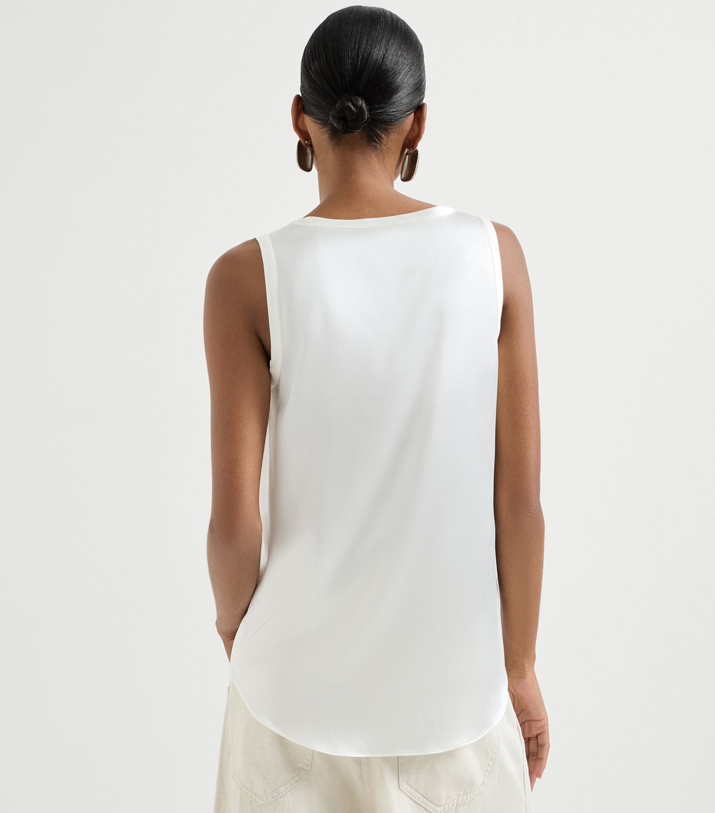 Brunello Cucinelli Womens Stretch-Silk Satin Reversible Tank Top Image 5