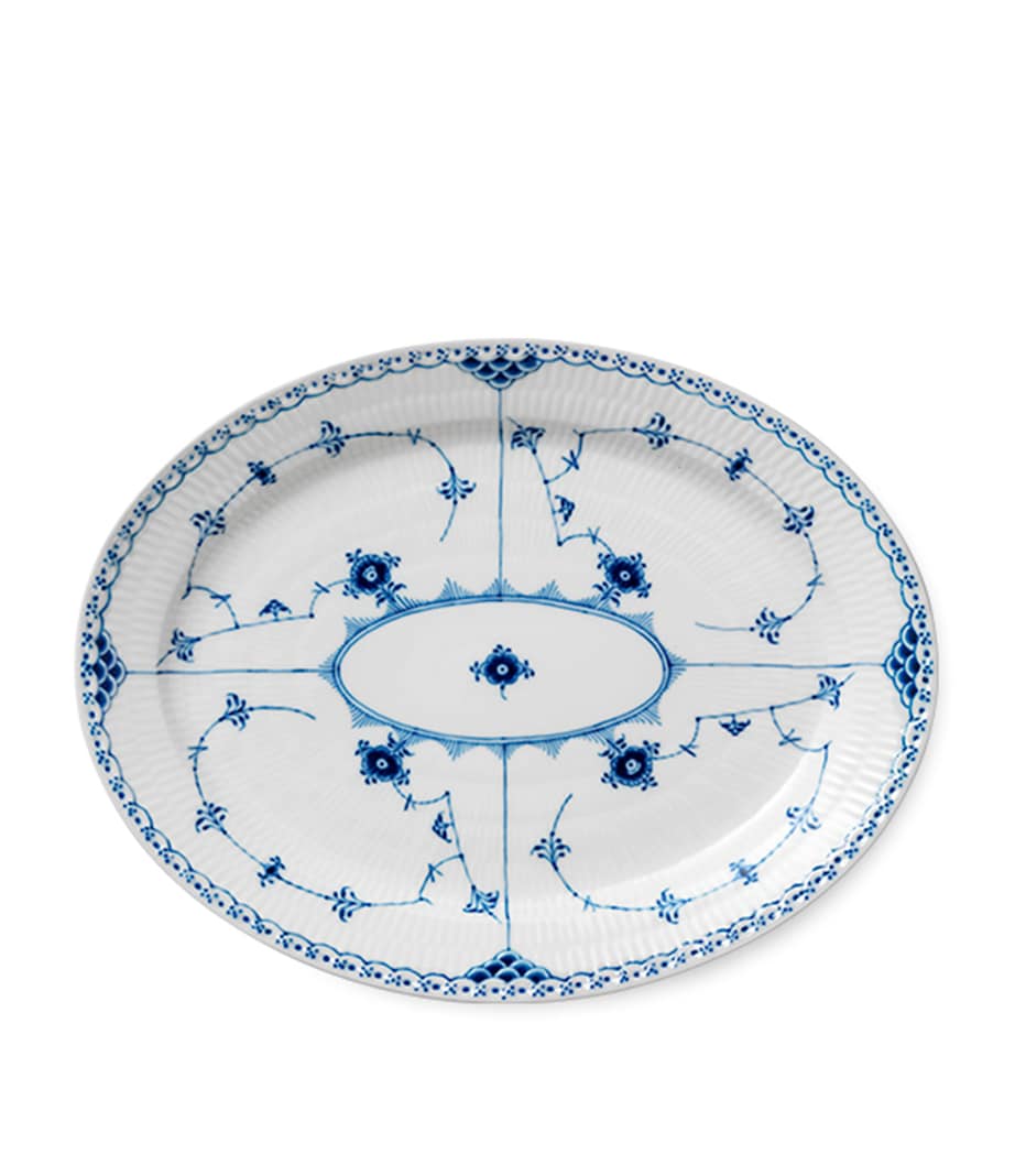 Royal Copenhagen Blue Fluted Half Lace Dish (36cm) Blue Image 1