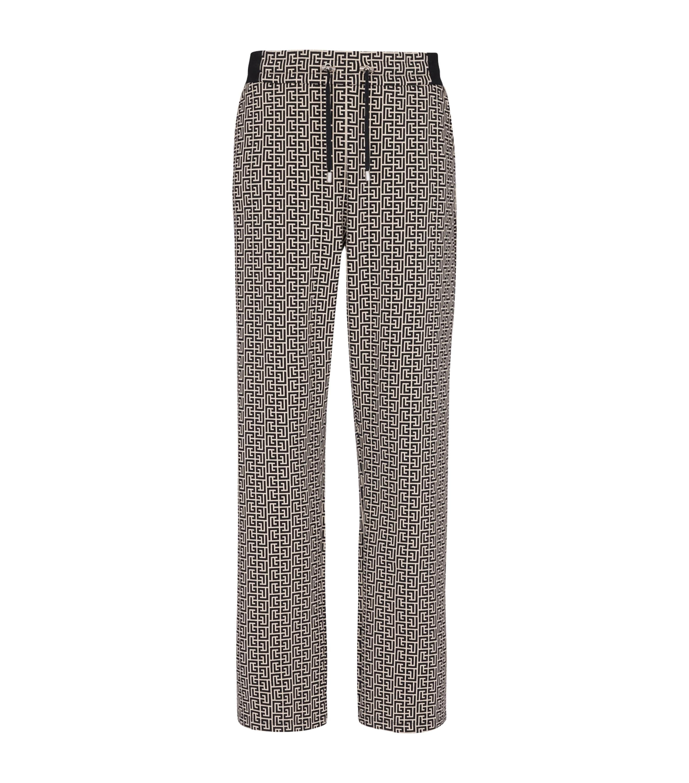 Balmain Monogram-jacquard Drawstring-waistband Track Pants In Black