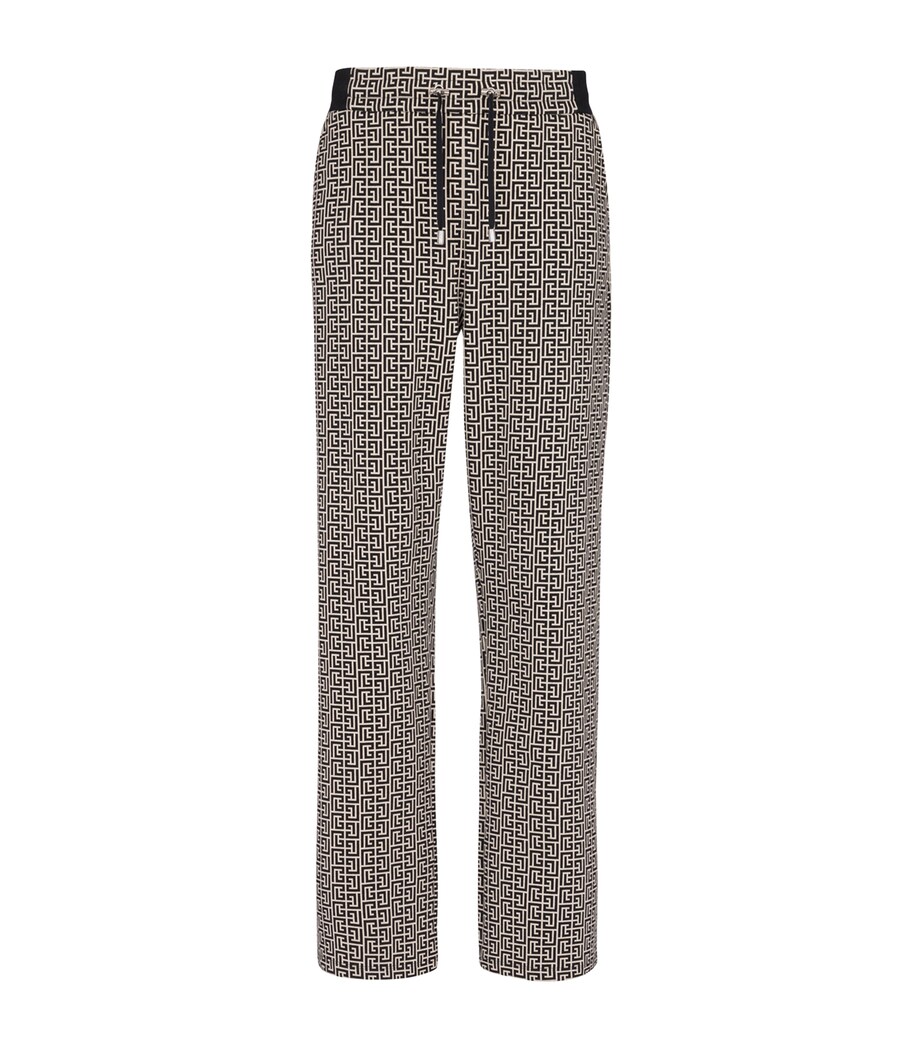 Balmain Mens Jacquard PB Labyrinth Sweatpants Gfe Ivoire/noir Image 1