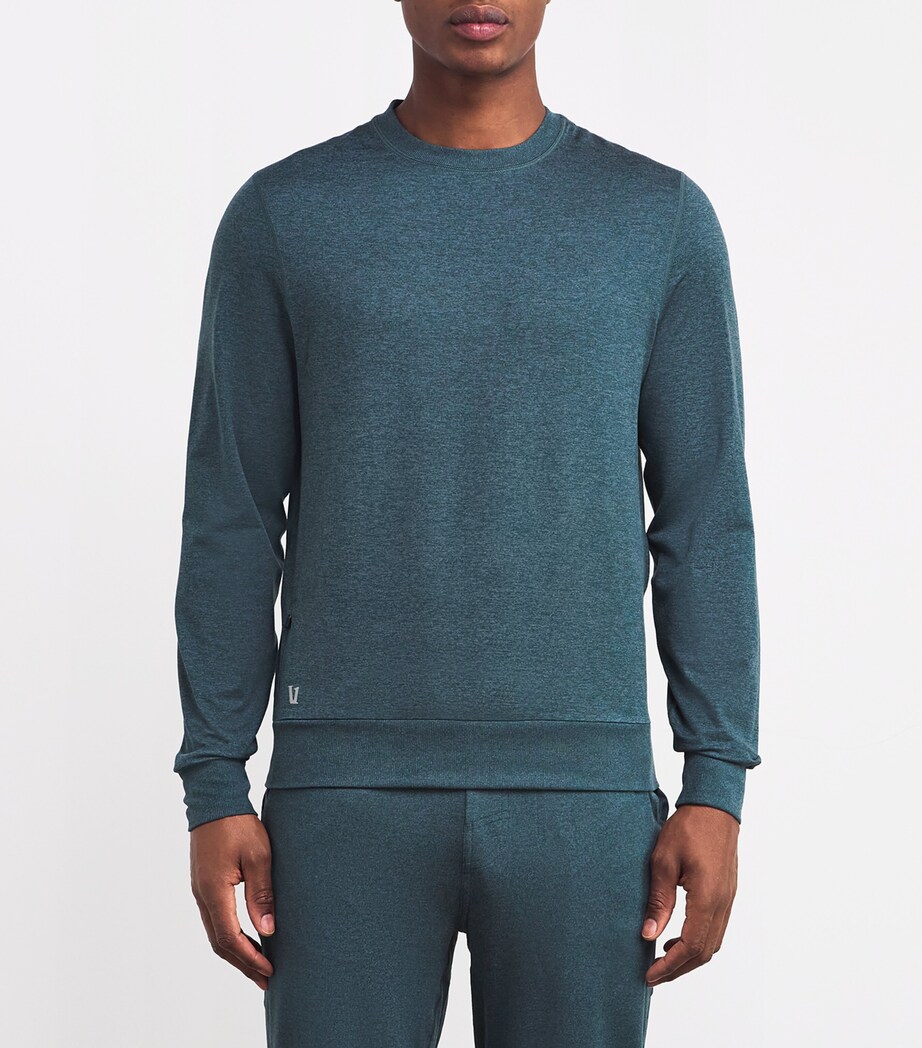 VUORI Mens DreamKnit Ponto Performance Sweatshirt Deep Sea Heather Image 3