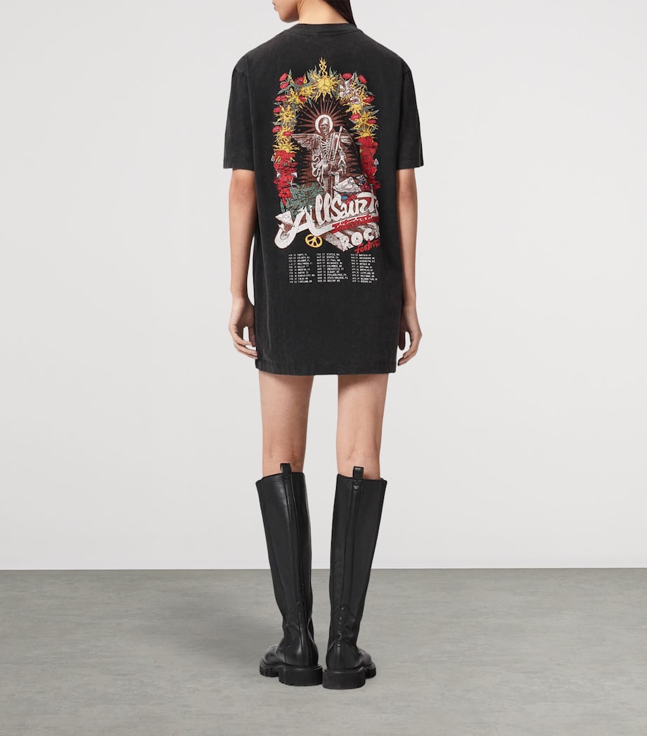 AllSaints Womens Organic Cotton Roque Mini Dress Washed Black Image 4