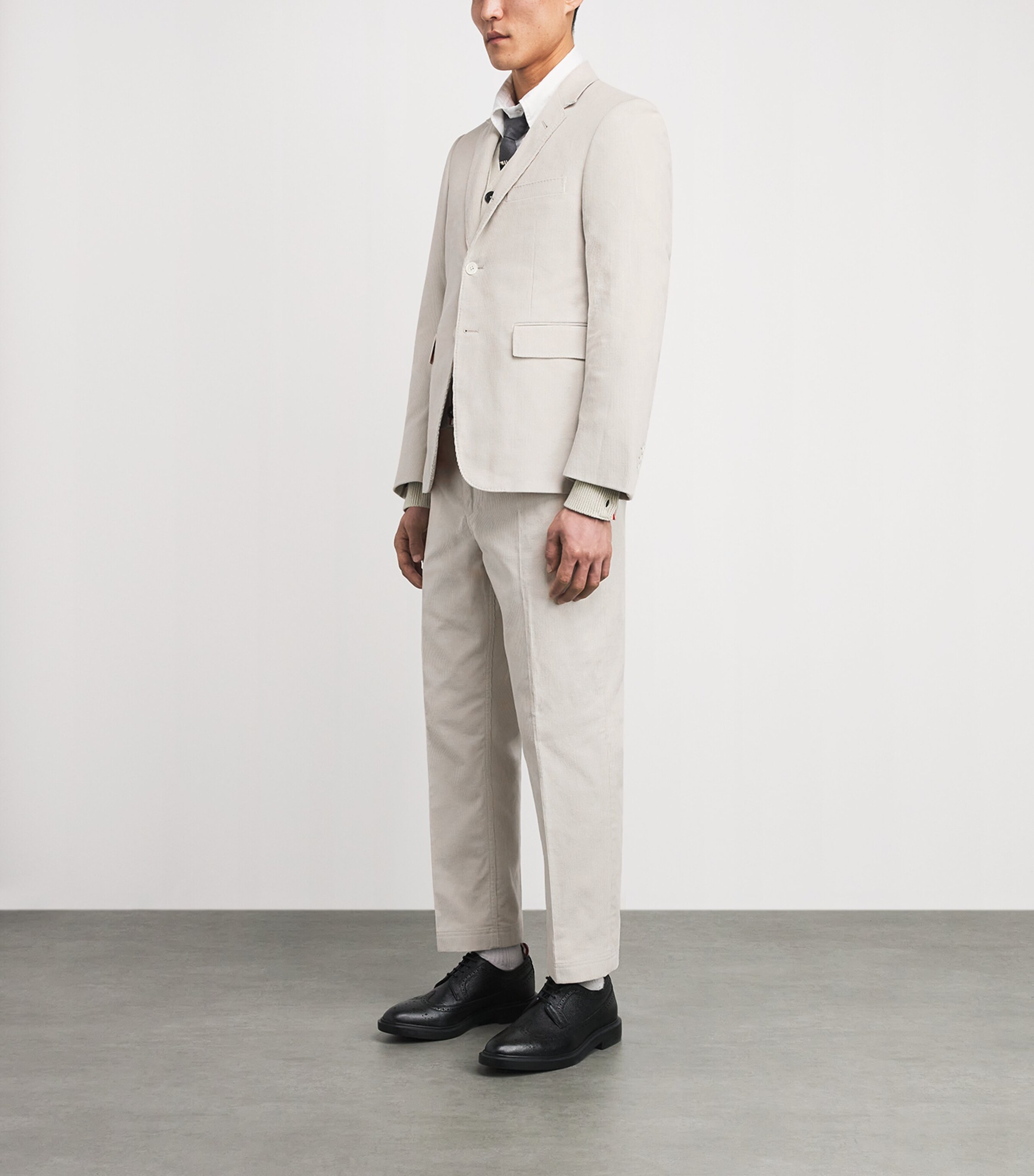 Thom Browne Mens Corduroy Tapered Chinos Natural White Image 2