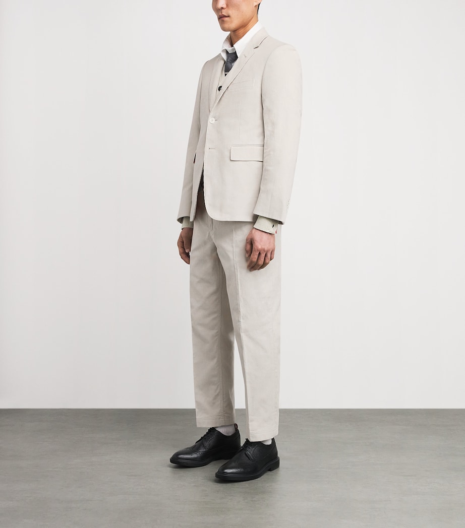 Thom Browne Mens Corduroy Tapered Chinos Natural White Image 2