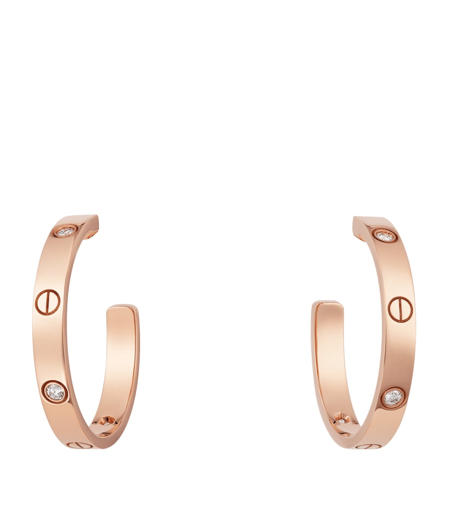 Rose Gold and Diamond Love Hoop Earrings ROSE GOLD Image 1
