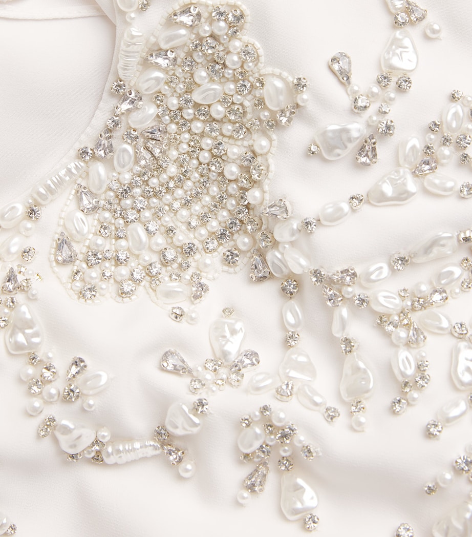 Pearl-Embellished Kaftan Maxi Dress MS0007 WHITE/SILVER Image 5