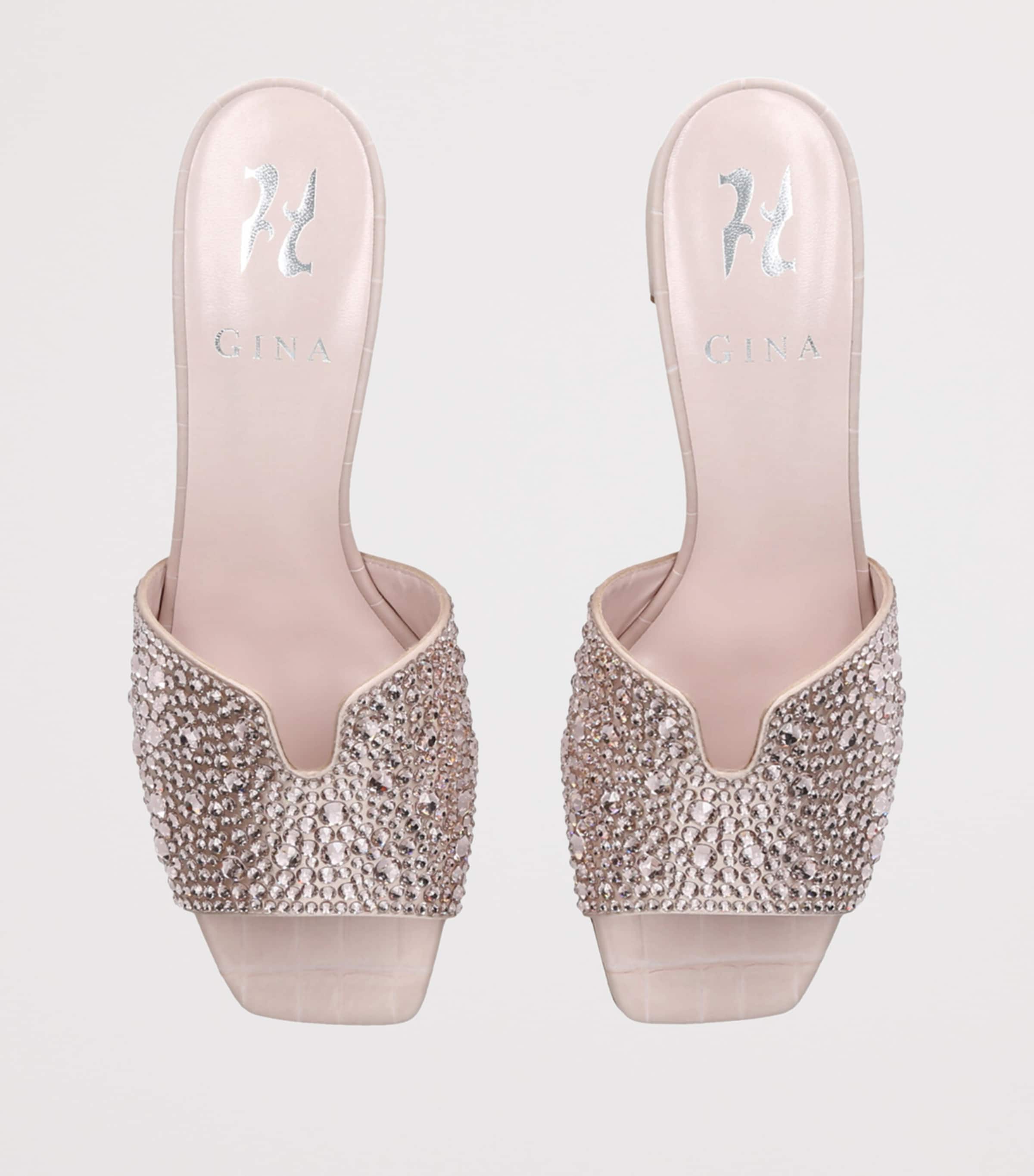 Leather Embellished Florence Heeled Mules 50 BEIGE Image 4