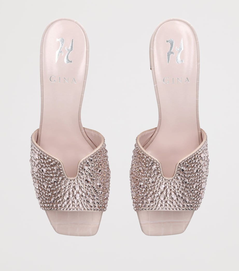 Leather Embellished Florence Heeled Mules 50 BEIGE Image 4
