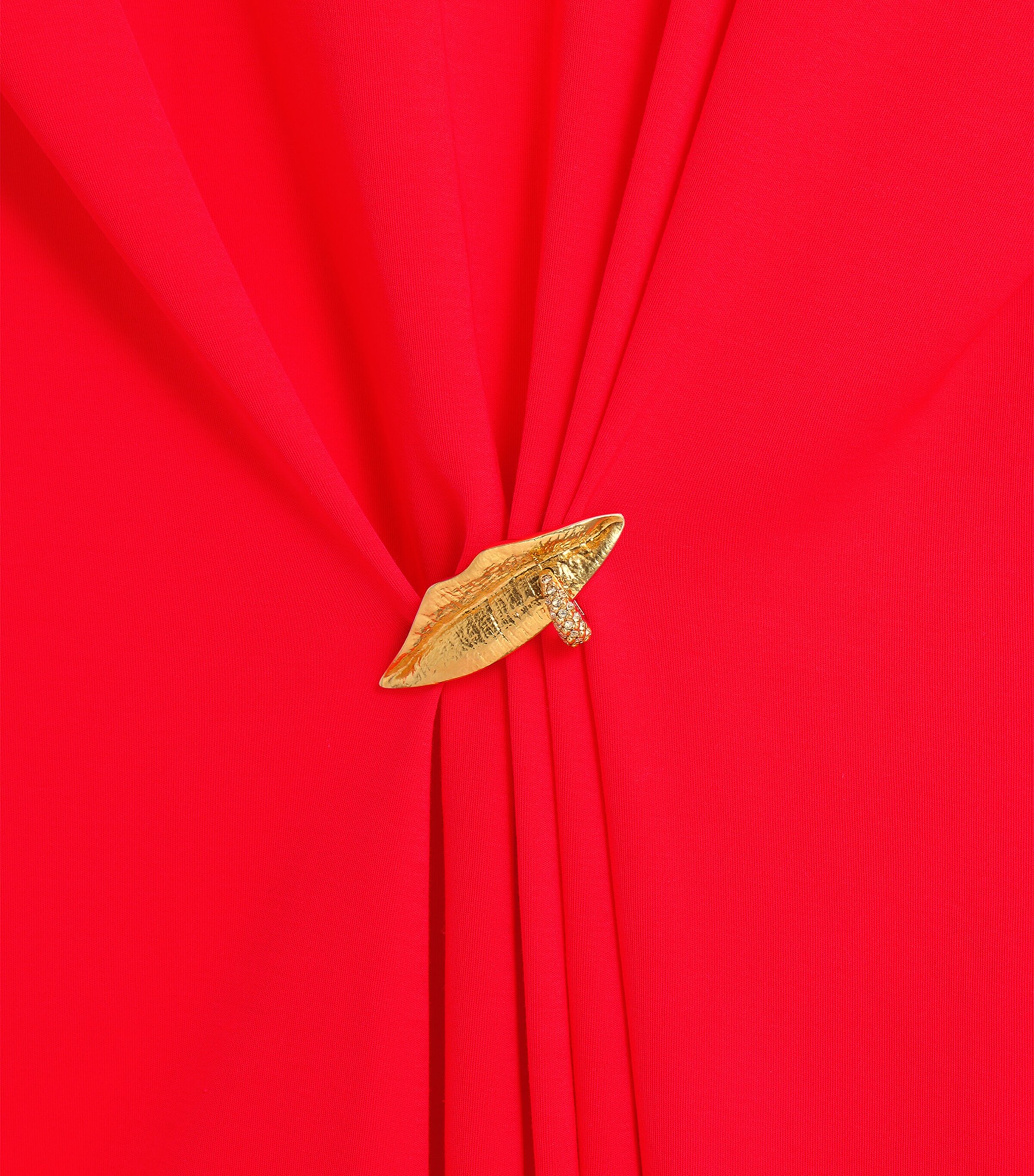 Schiaparelli Womens Cotton Mouth Brooch Mini Dress Red Image 6