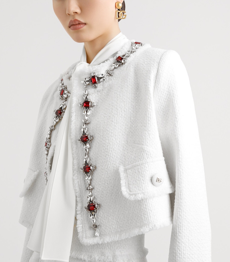 Tweed Embellished Jacket W3789-VERY LIGHT CRE Image 4