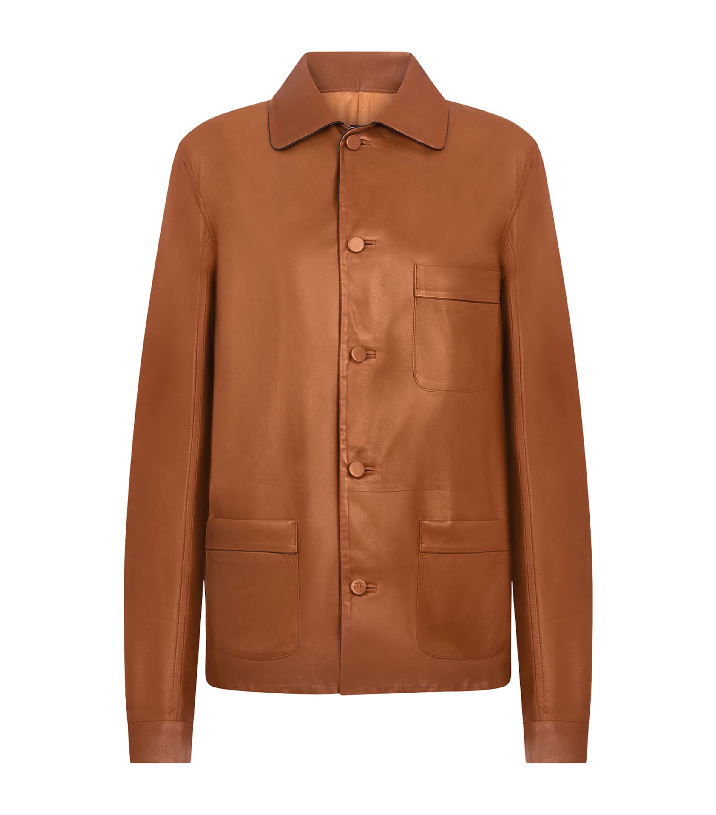 Tom Ford Lambskin Pyjama Shirt In Brown