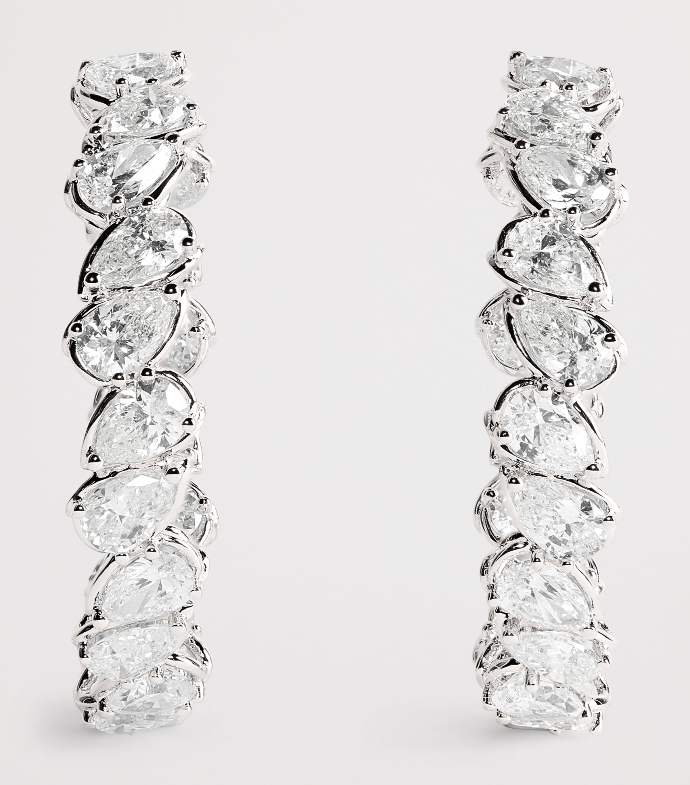 White Gold and Diamond Hoop Earrings (9.50ctw) WHITE GOLD Image 3