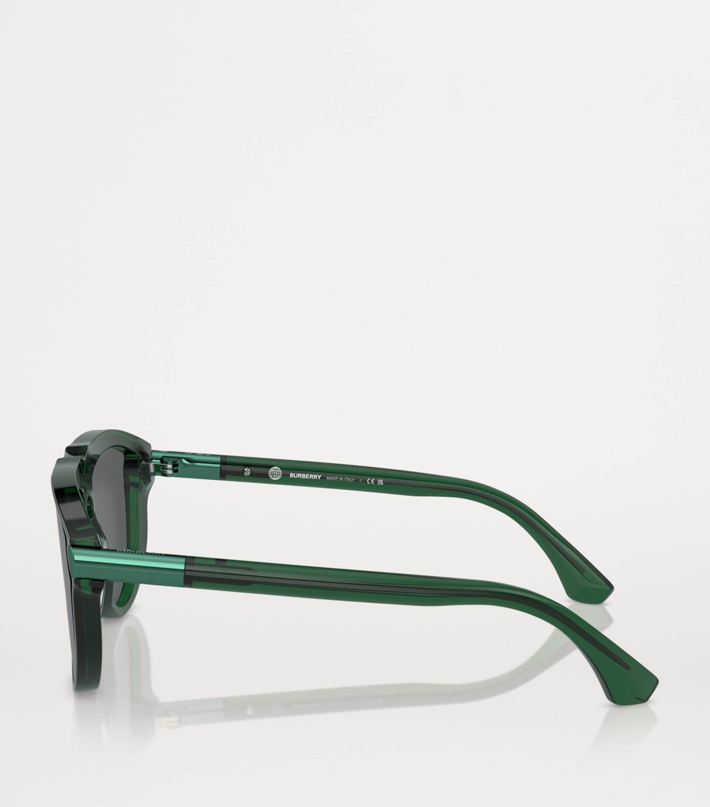 NWT Burberry 0BE4427-410487 Green Aviator 36mm Sunglasses Burberry Green Acetate 0BE4427 Sunglasses | Harrods UK main image 2