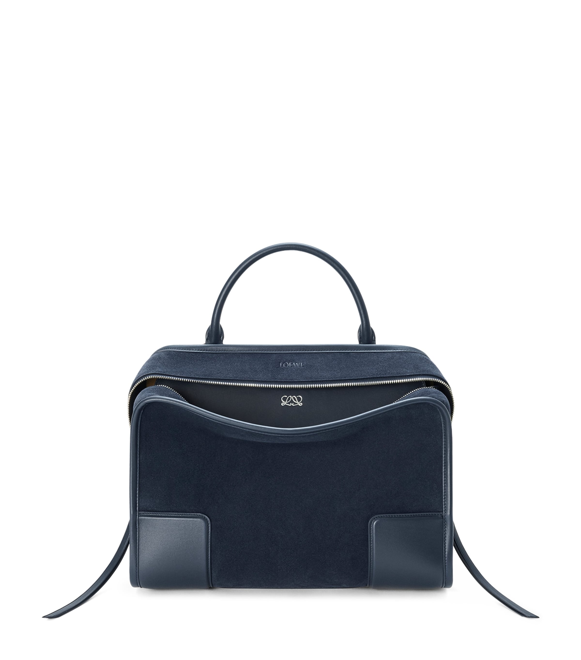 LOEWE Large Suede Amazona 180 Top-Handle Bag Deep Navy Image 1