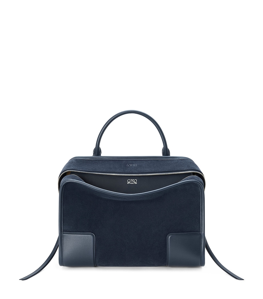 LOEWE Large Suede Amazona 180 Top-Handle Bag Deep Navy Image 1