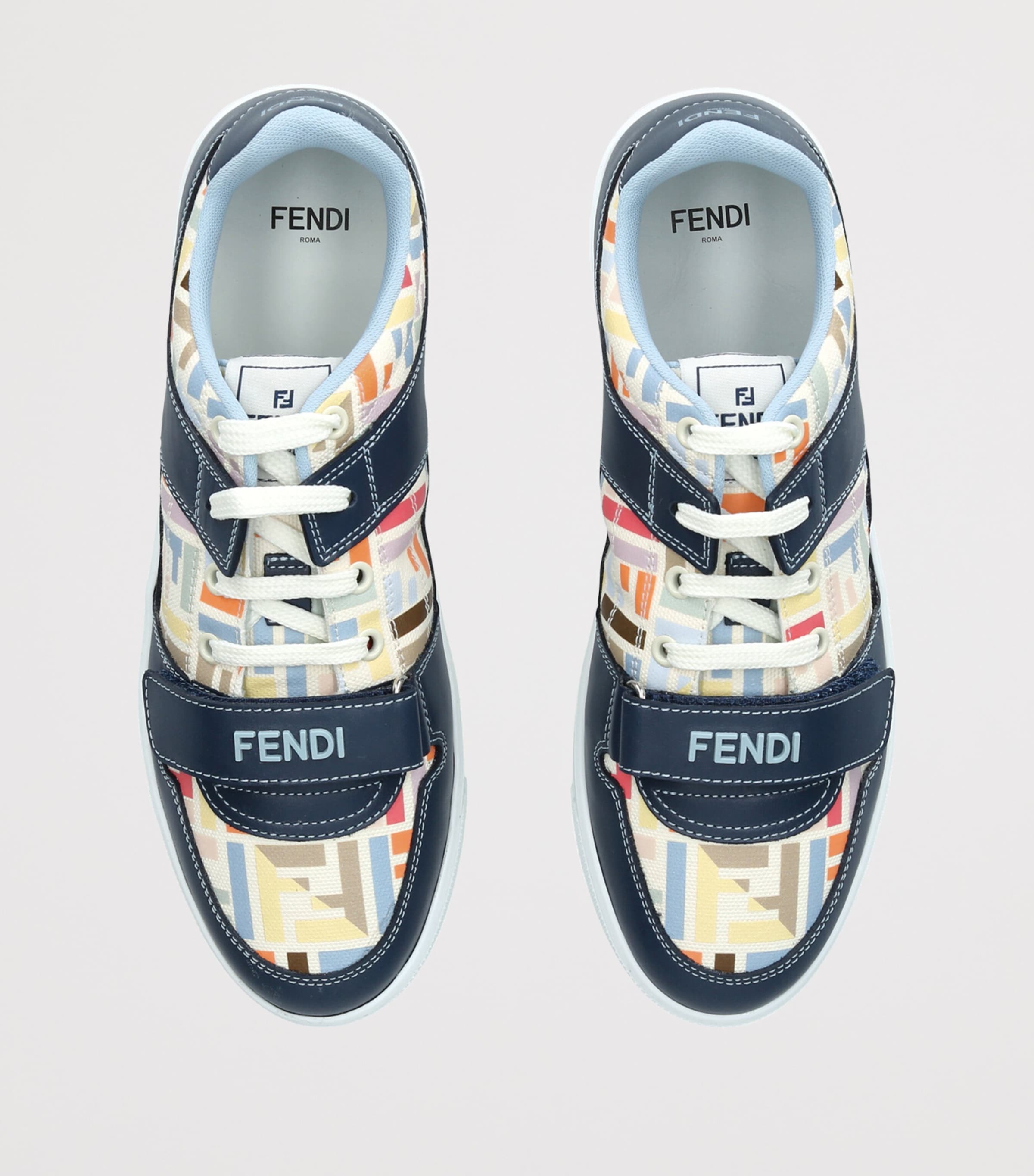 Fendi Kids Leather Logo Sneakers Blue Other Image 4