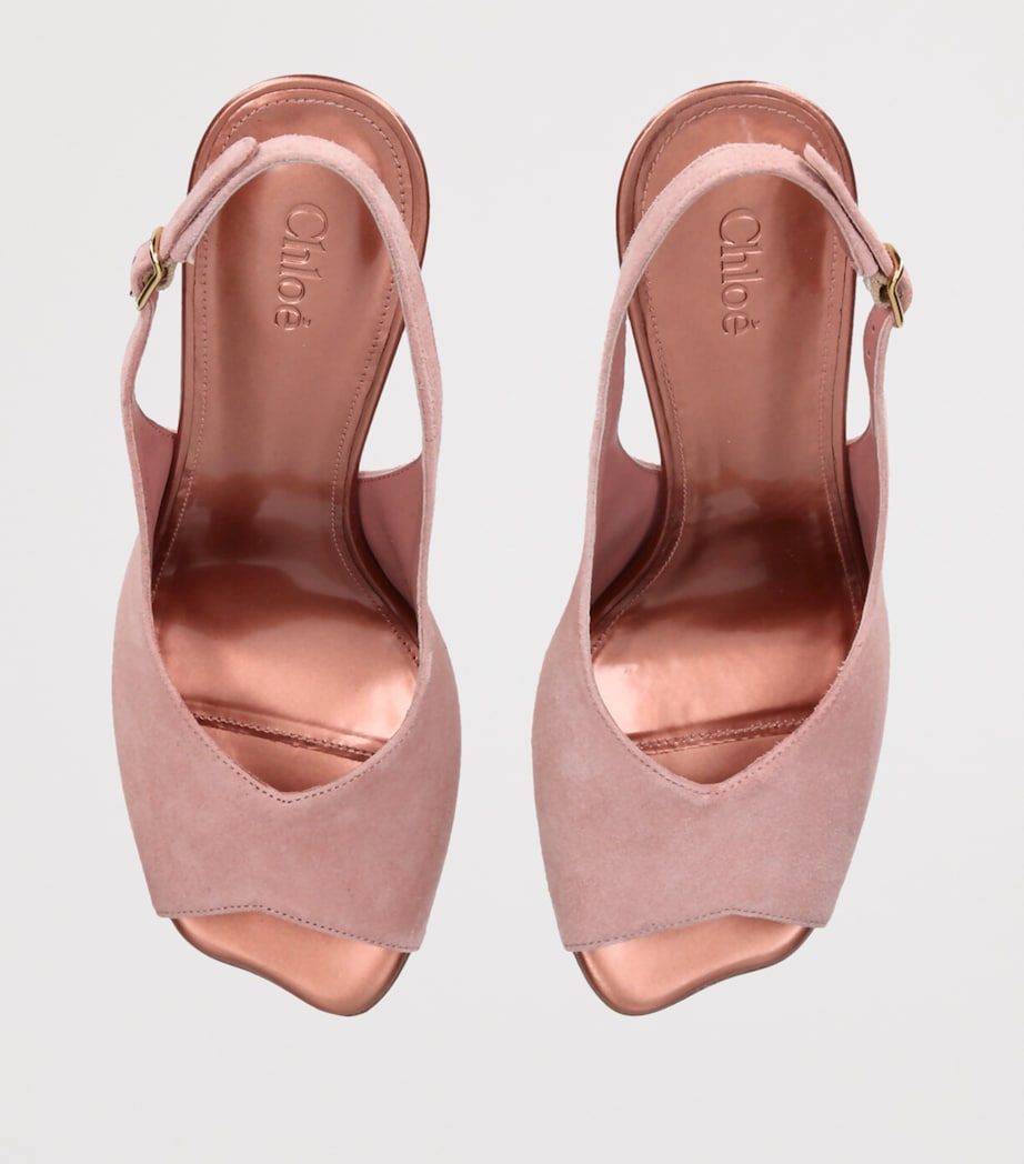 Chloé Suede Flower Heeled Sandals 95 Pale Pink Image 4