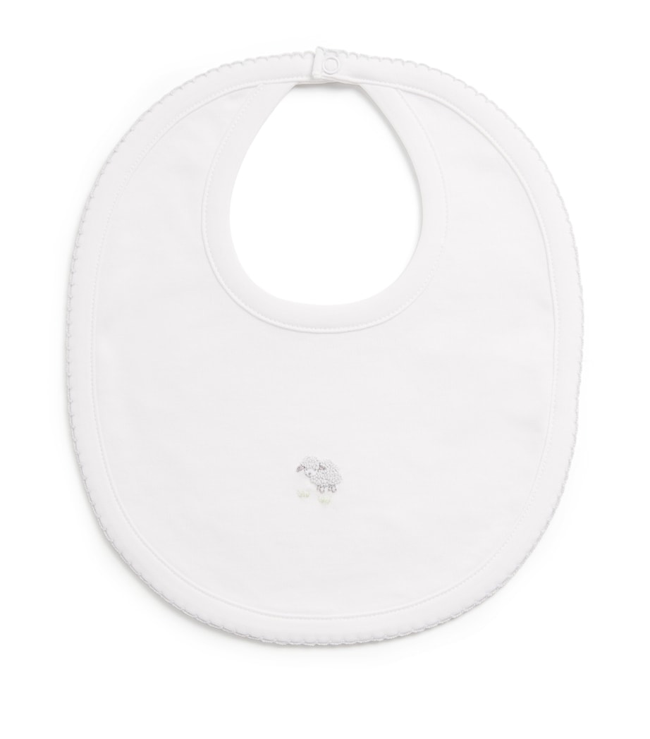 Pima Cotton Sheep Embroidery Bib K193WHITE/SILVER Image 1