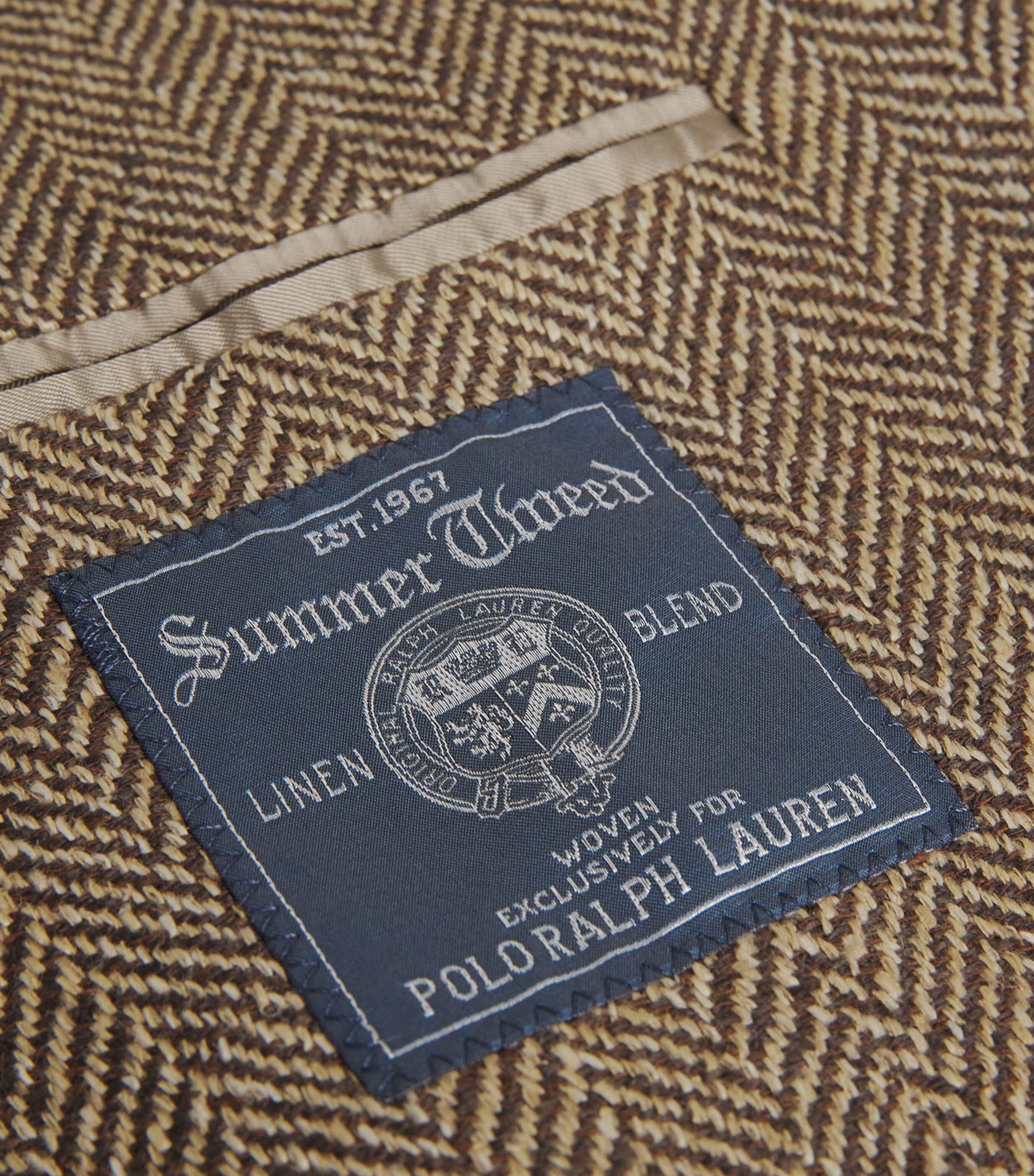 Linen-Blend Tailored Herringbone Blazer CREAM LACE Image 5