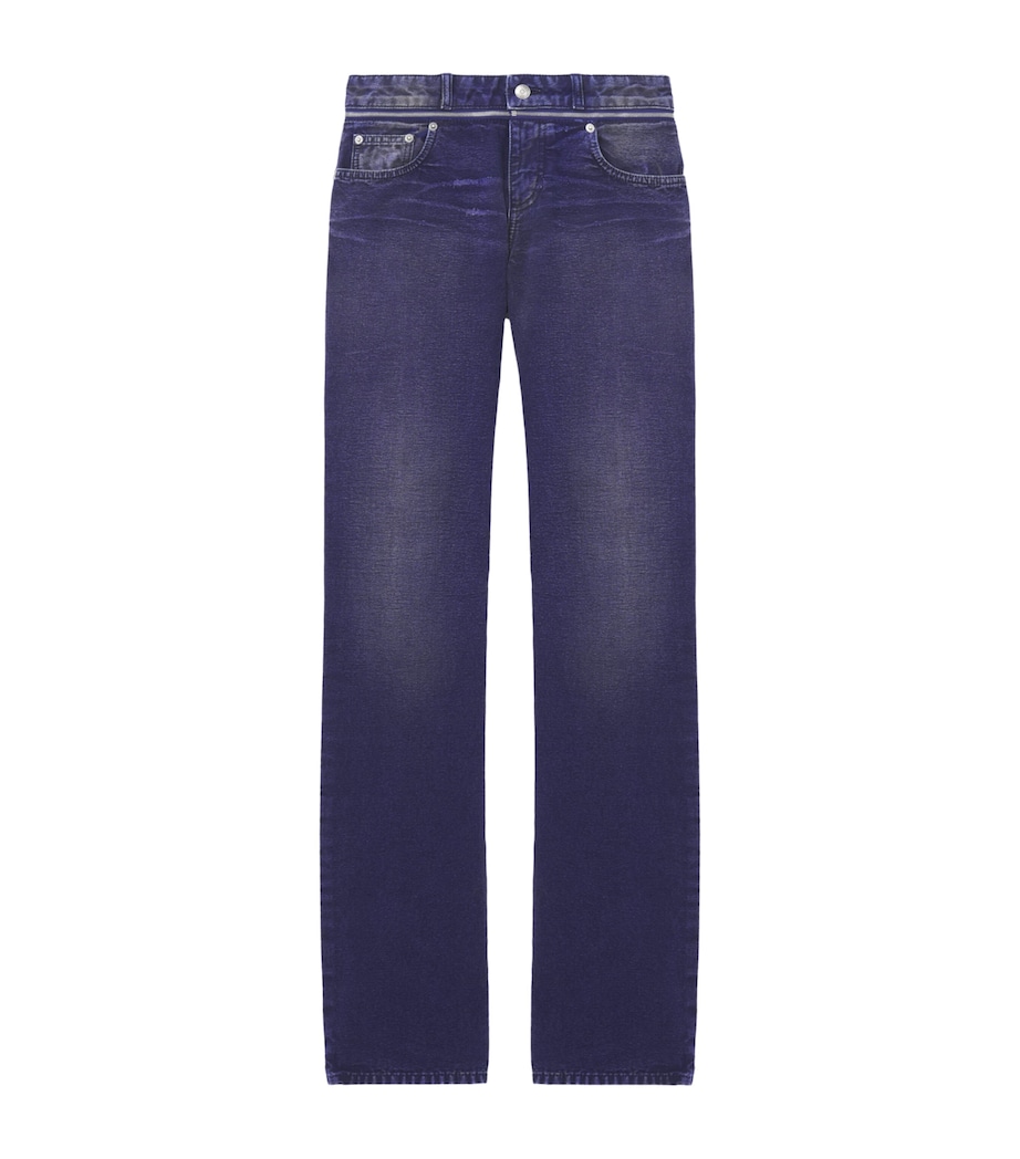 McQueen Womens Slashed Zip Low-Rise Bootcut Jeans Image 1