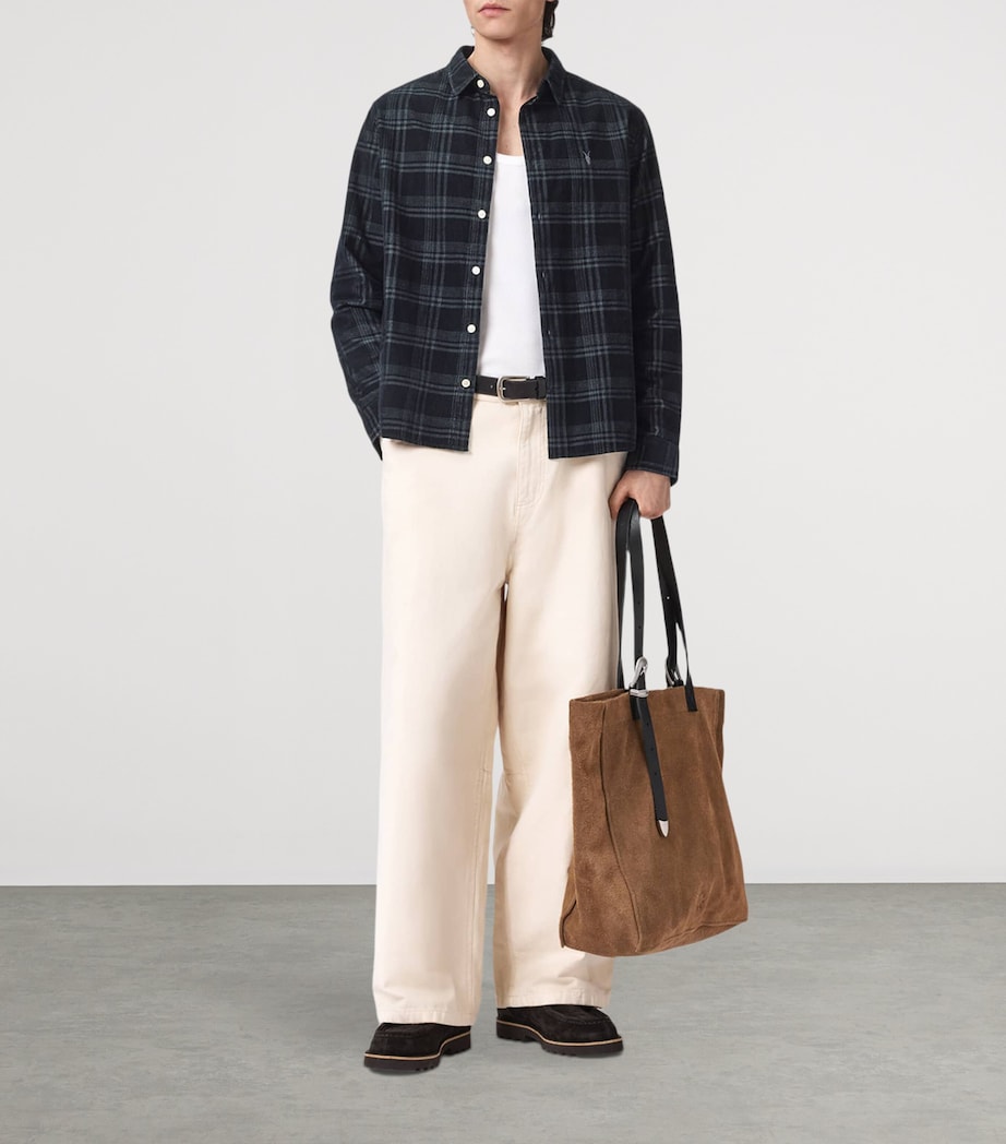 AllSaints Mens Organic Cotton Check Rockley Shirt Surge Black Image 2