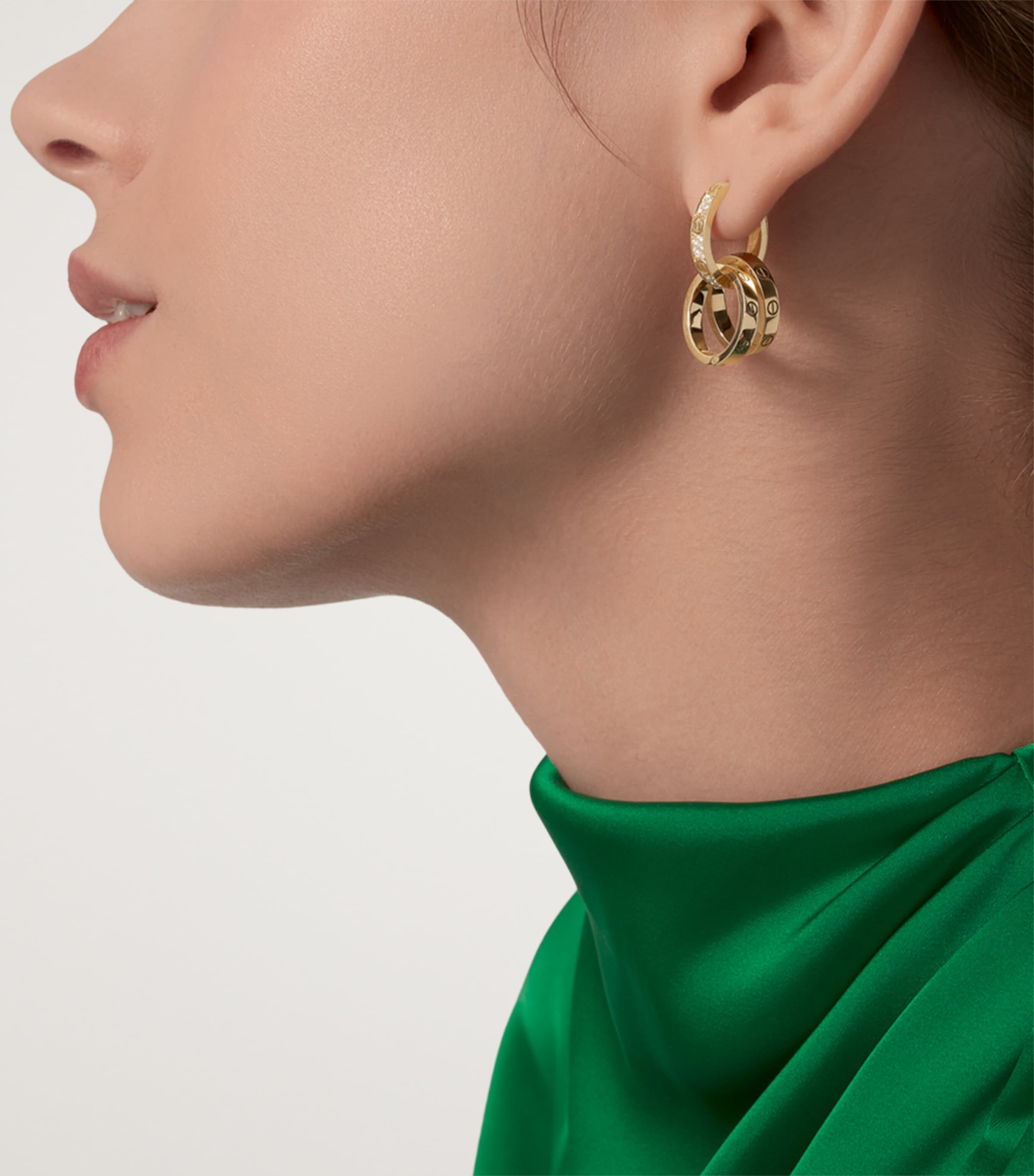 Cartier Yellow Gold and Diamond LOVE Double Hoop Earrings Yellow Gold Image 6