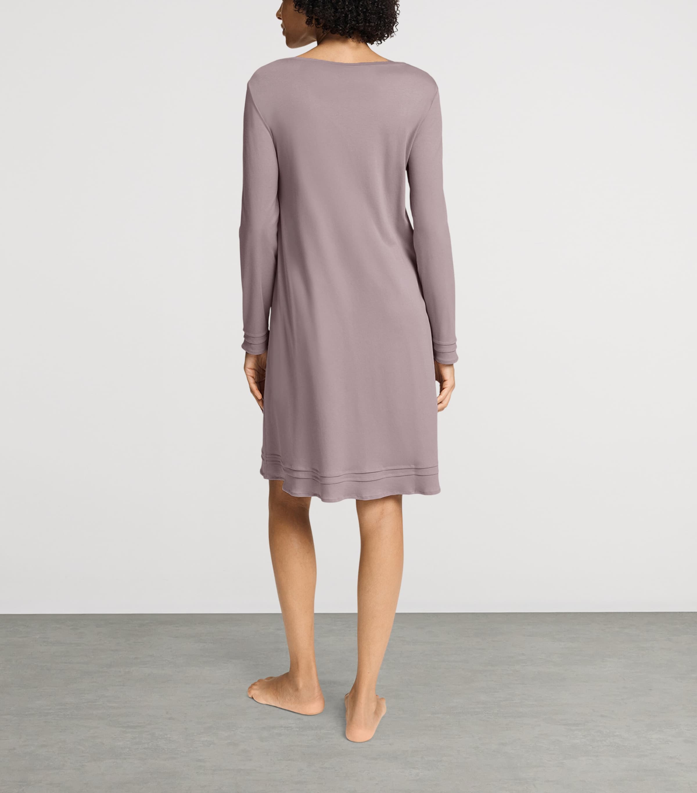 Hanro Womens Cotton Long-Sleeve Nightdress Stormy Rose Image 4