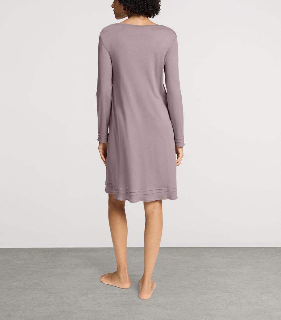 Hanro Womens Cotton Long-Sleeve Nightdress Stormy Rose Image 4