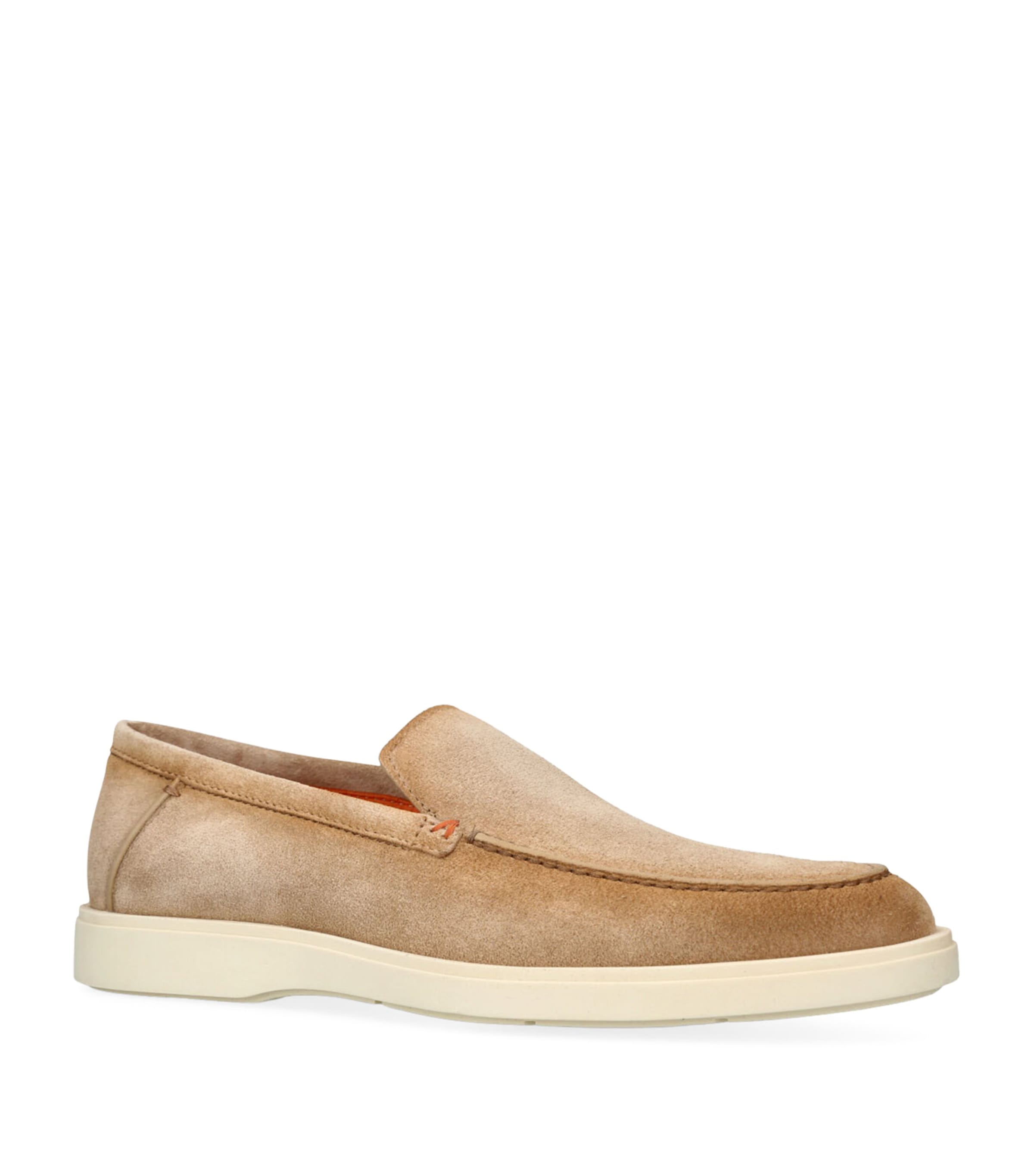 Santoni Suede Detroit Low-Top Loafers Beige Image 3