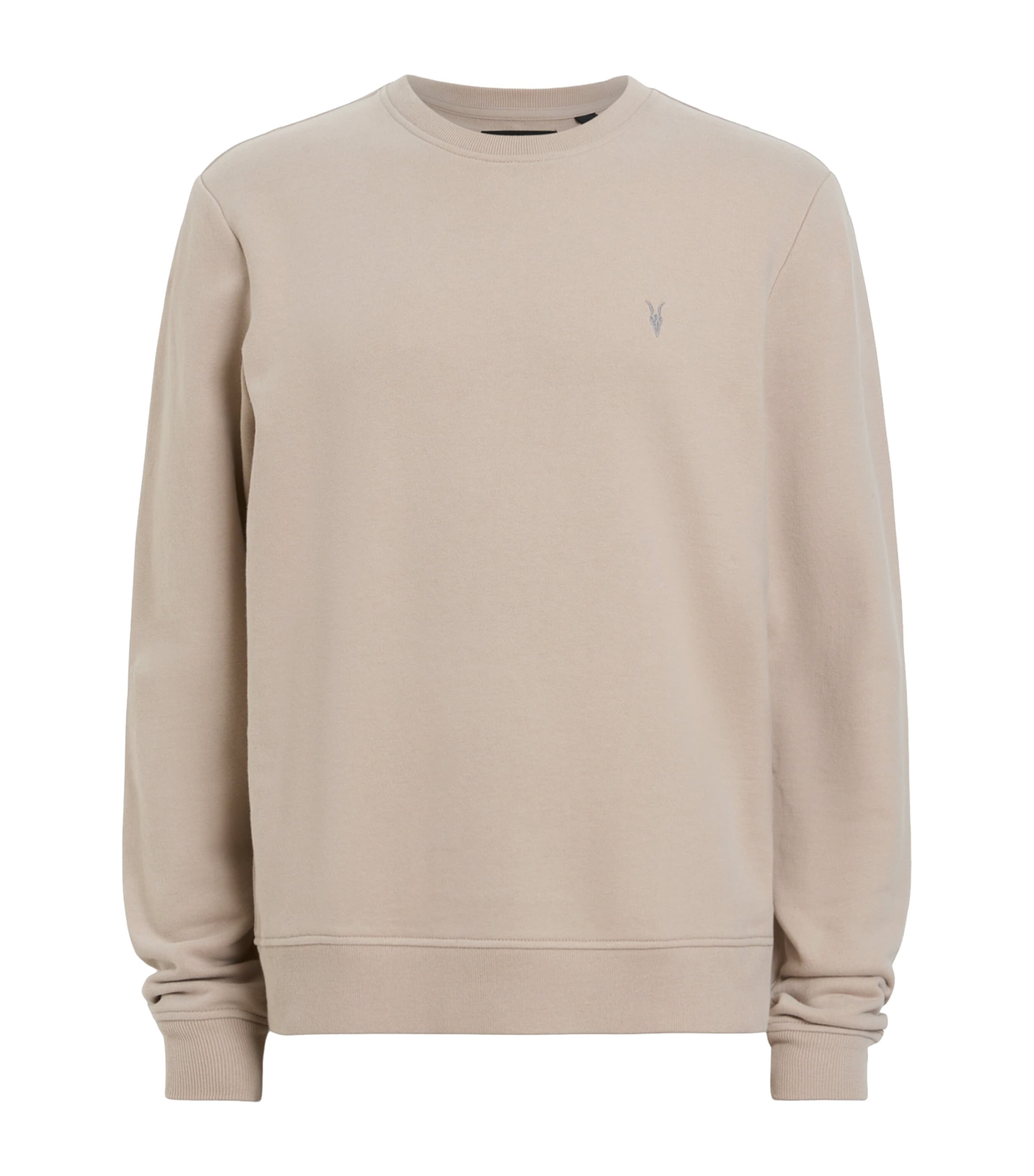 Shop Allsaints Organic Cotton Raven Sweatshirt In Beige