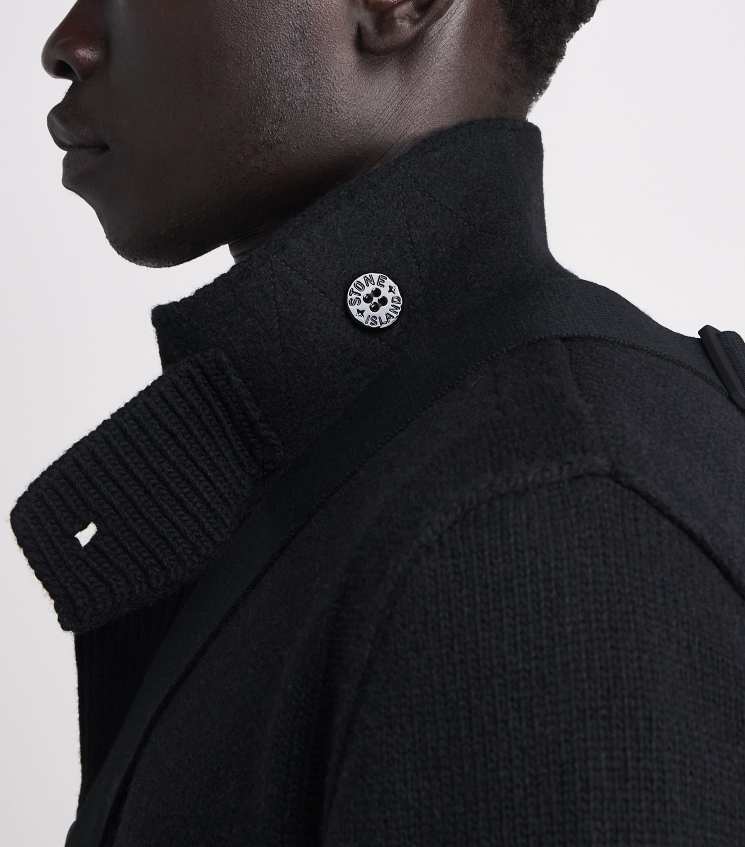 Stone Island Mens Lambswool Stand-Collar Cardigan Image 3
