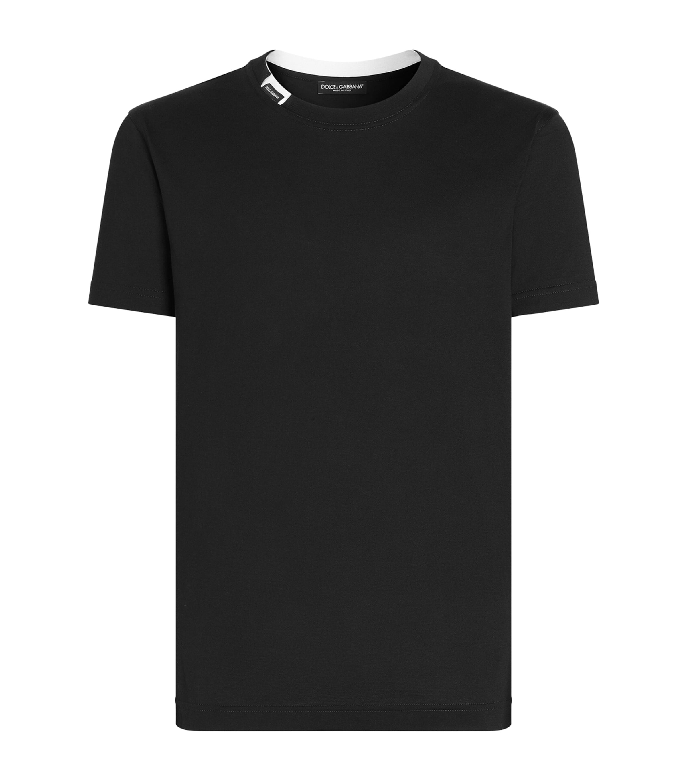 Dolce&Gabbana Mens Label-Detail T-Shirt Very Dark Blue Image 1