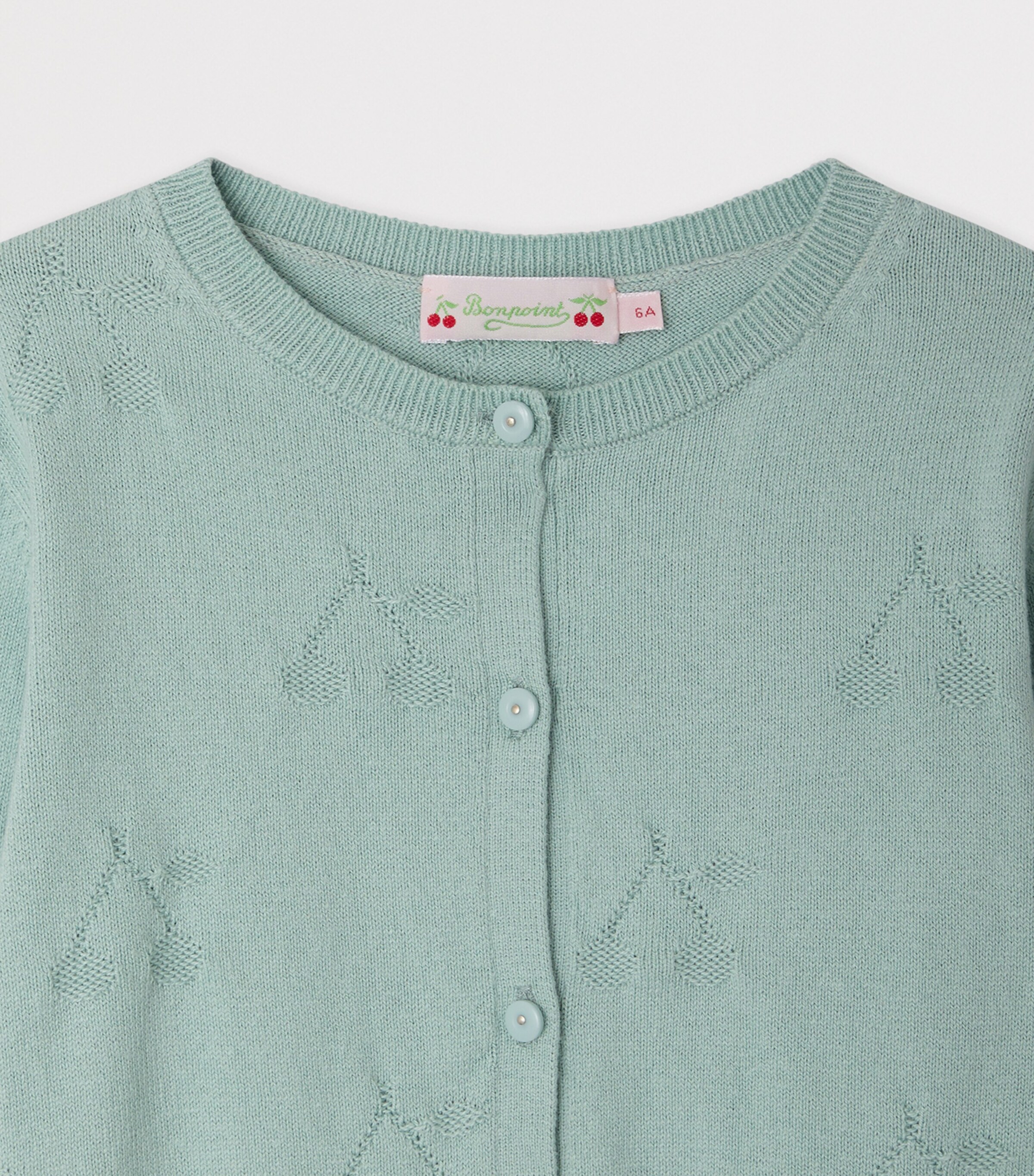 Bonpoint Cherry Cardigan (10-14 Years) Vert Celadon Image 3