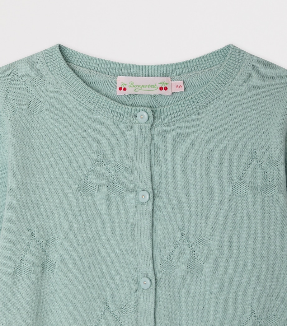 Bonpoint Cherry Cardigan (10-14 Years) Vert Celadon Image 3