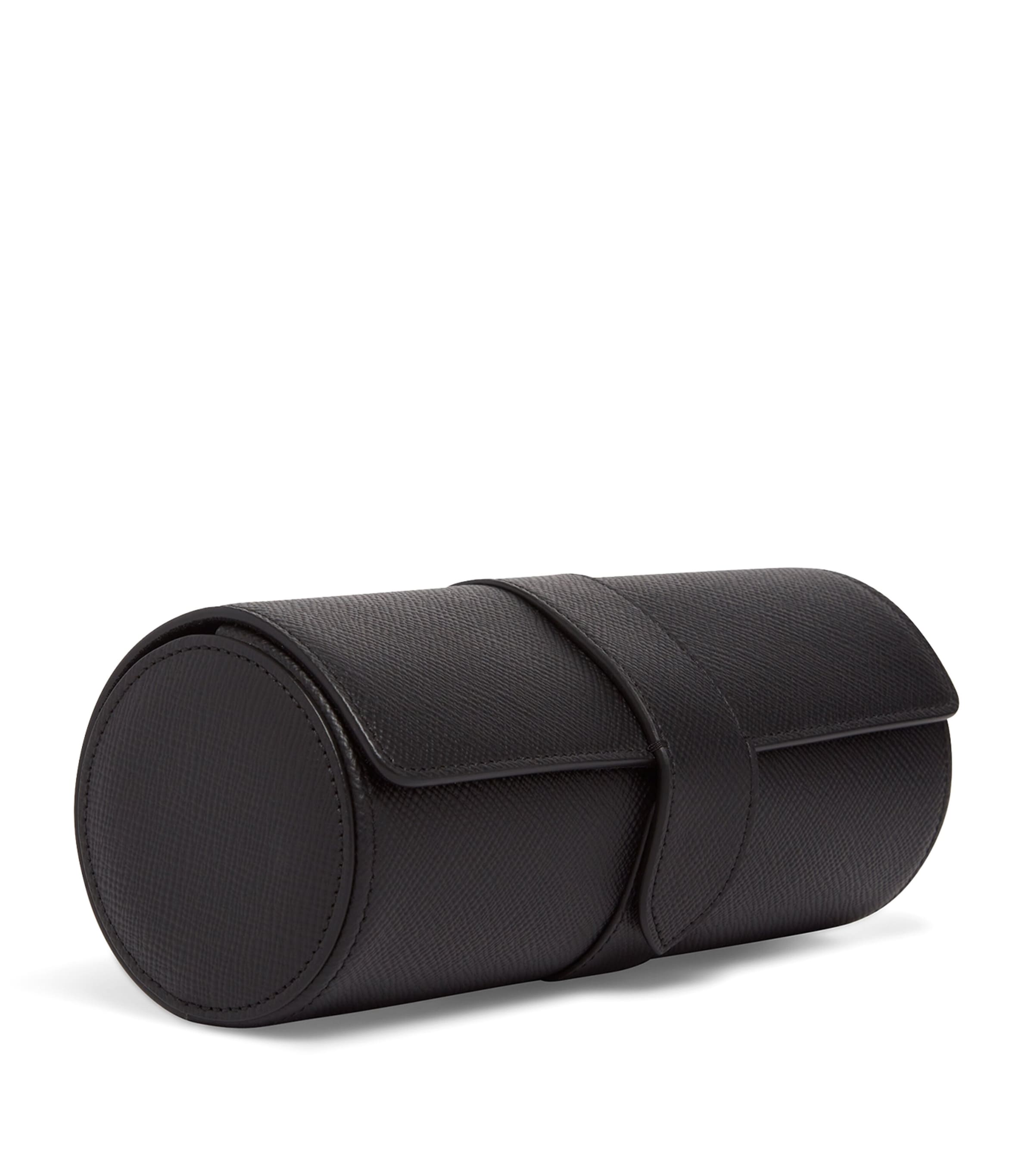 Smythson Panama Leather Watch Roll Black Image 2