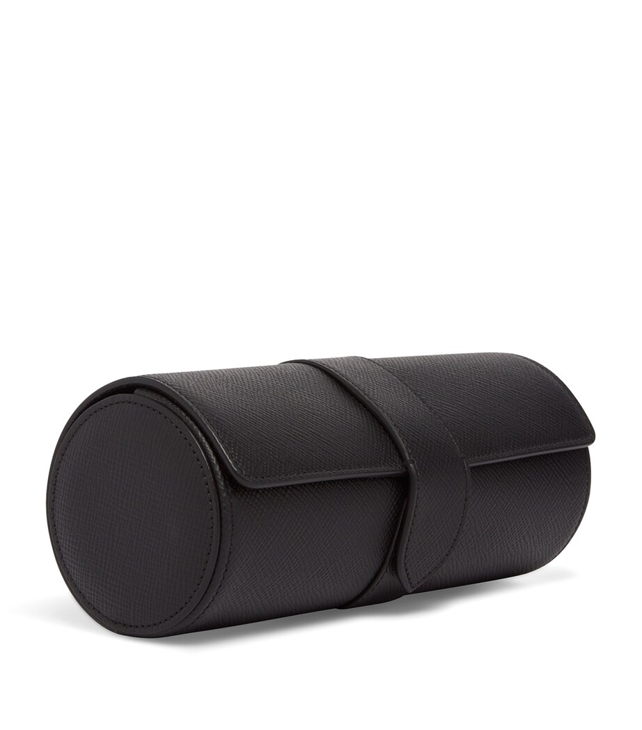 Smythson Panama Leather Watch Roll Black Image 2