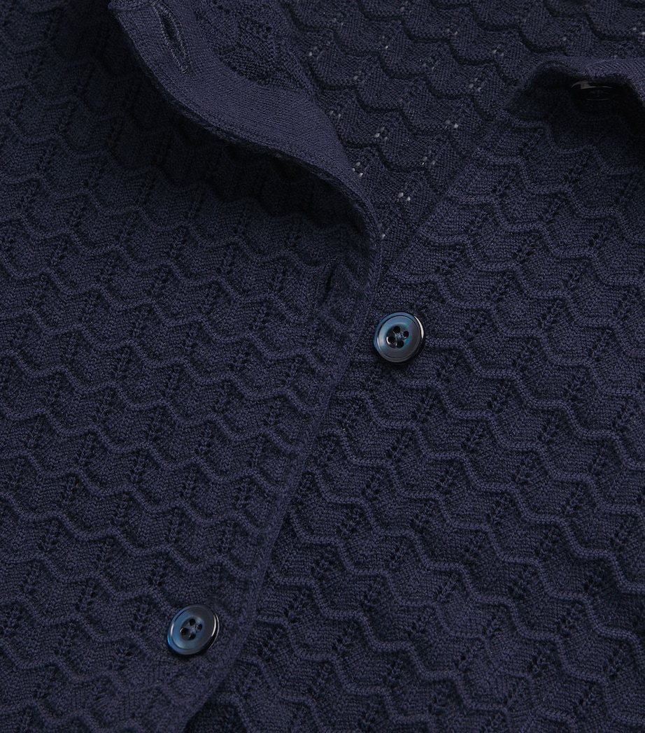 Eleventy Womens Wool Short-Sleeve Shirt Blu Image 6