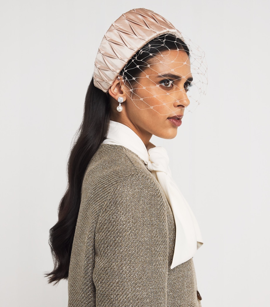 Pleated Headband with Veil BLUSH Image 1
