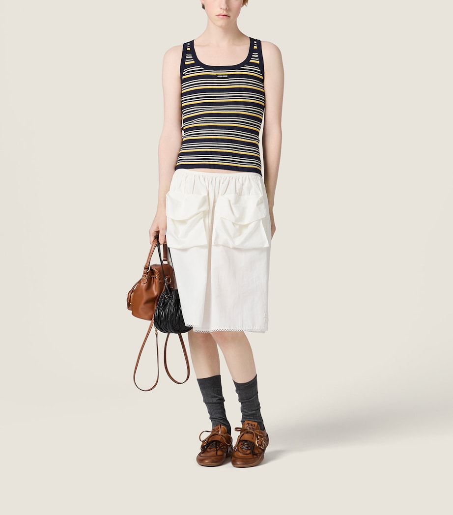 Miu Miu Womens Cotton Stripe Tank Top Blue Image 2