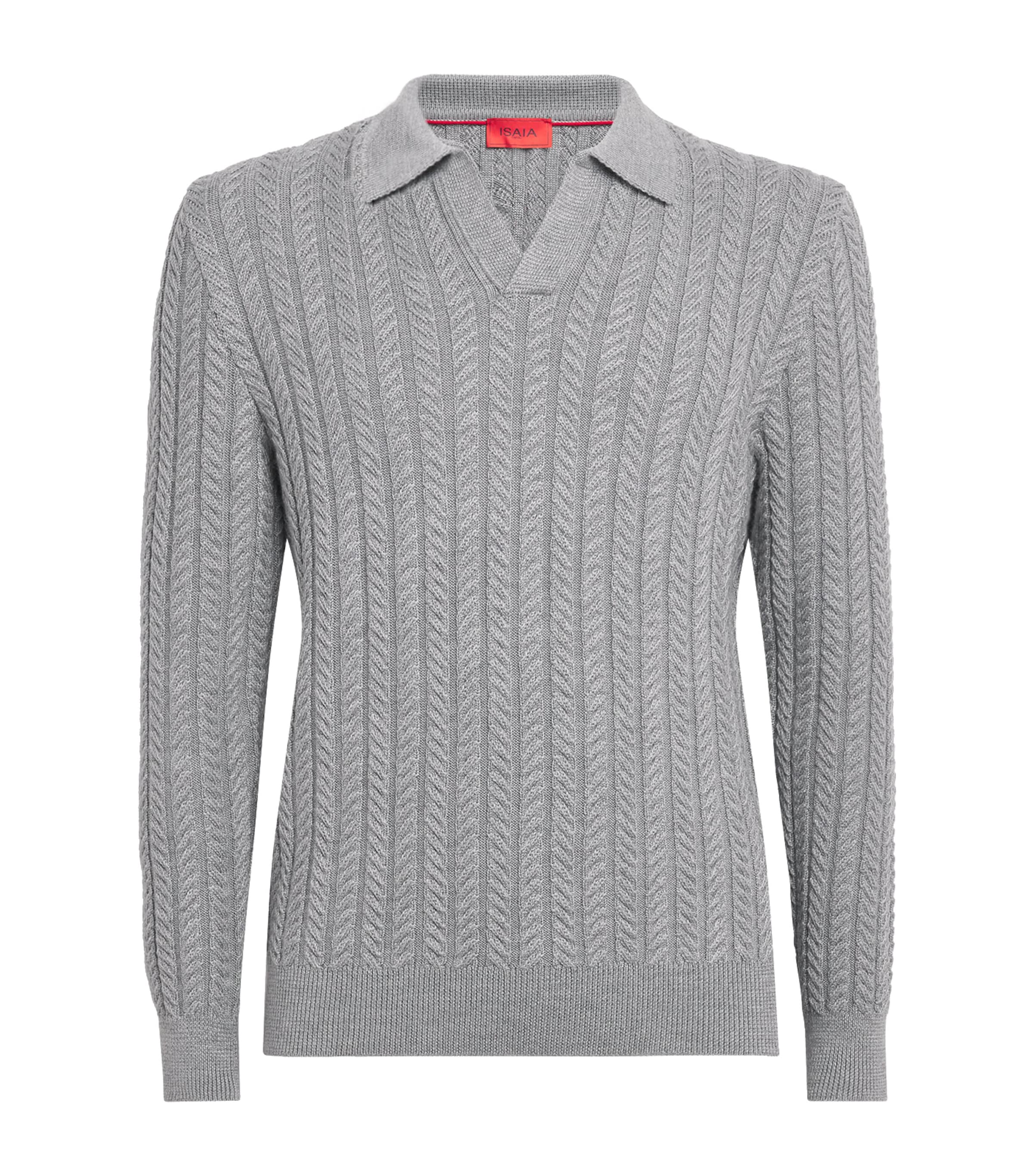 Isaia Mens Wool-Silk-Cashmere Polo Sweater Image 1