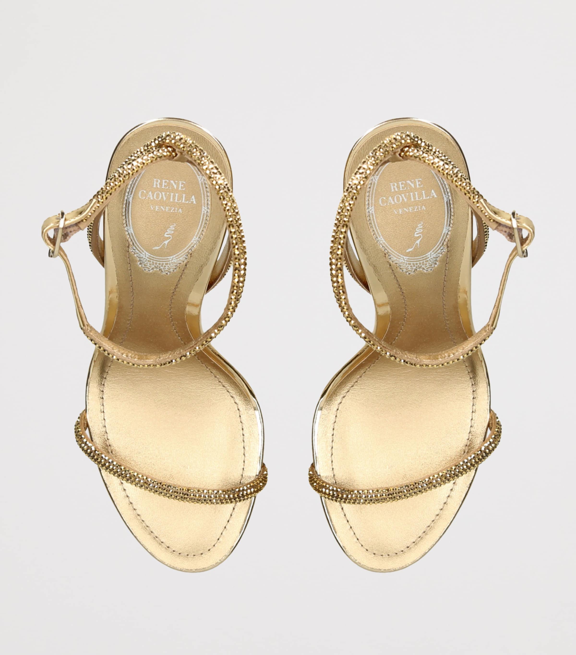 René Caovilla Embellished Ellabrita Heeled Sandals 105 Gold Image 4