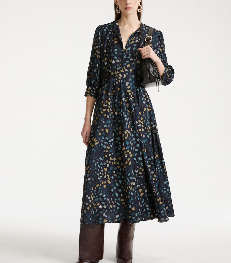 Marella Womens Ribbon-Detail Midi Shirt Dress Navy Image 2