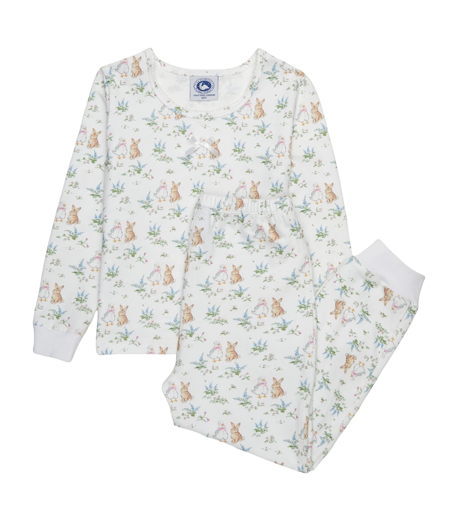 Trotters Duck and Bunny Print Pyjama Set (1-5 Years) White Image 1