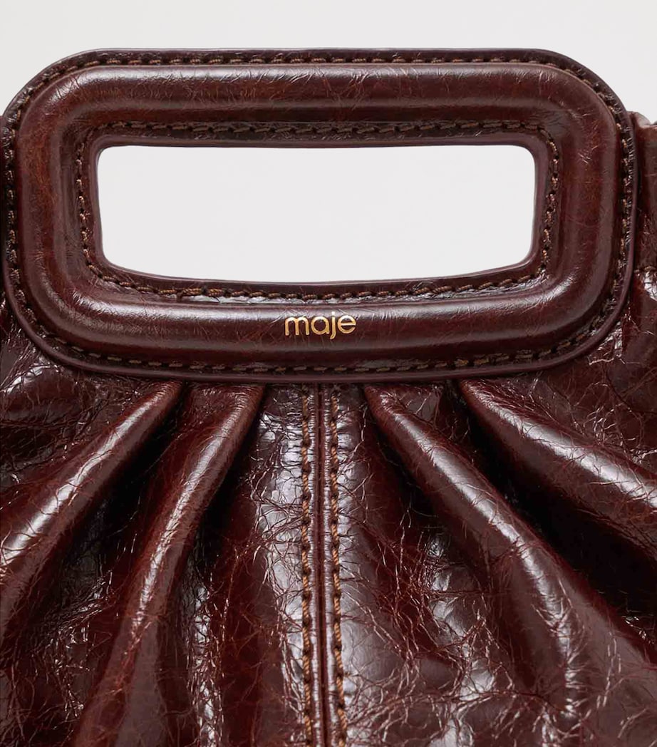Maje Leather Milpli Clutch Bag Dark Brown Image 5