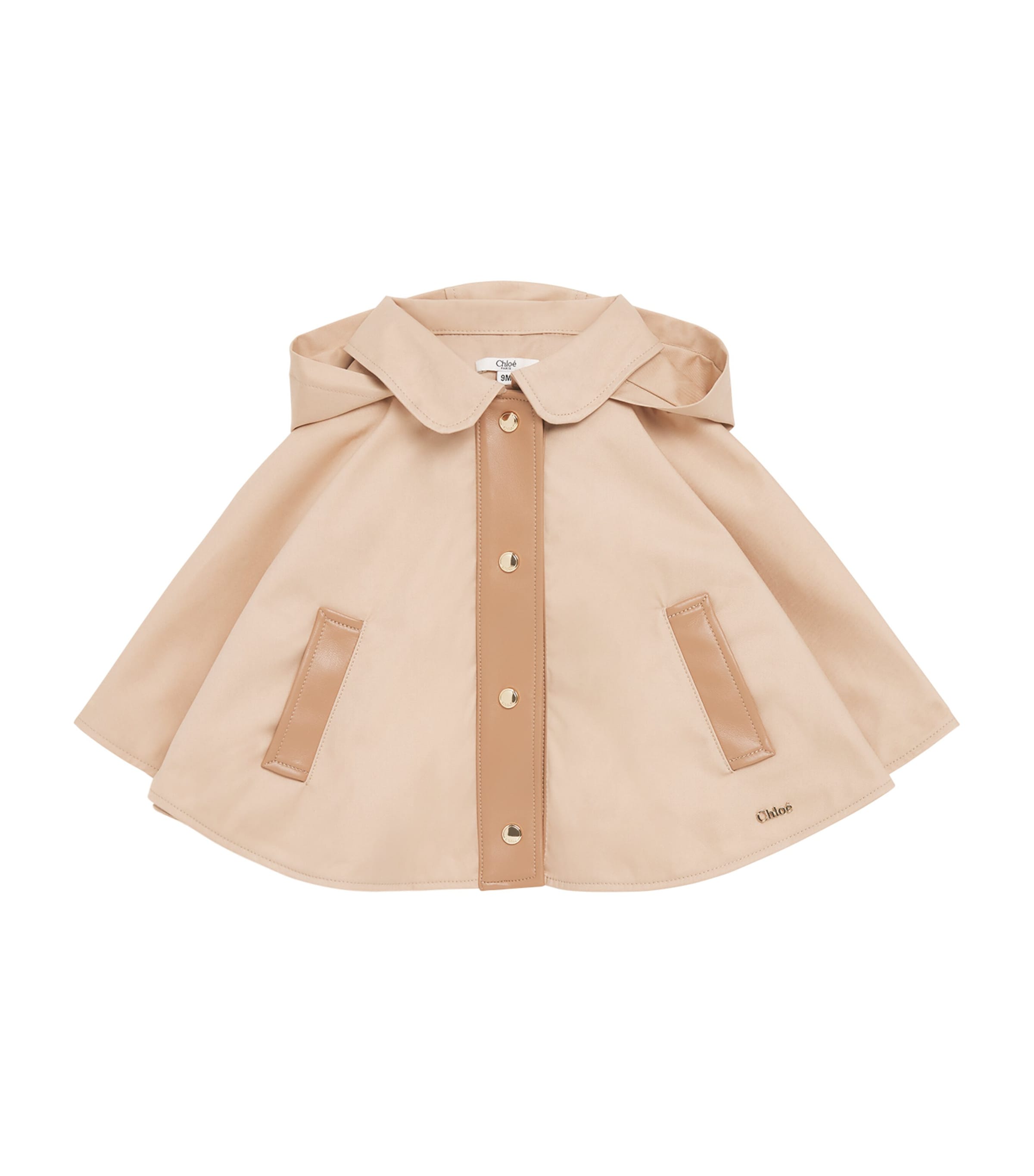 Chloé Kids Hooded Logo Trench Coat (6-36 Months) Image 1