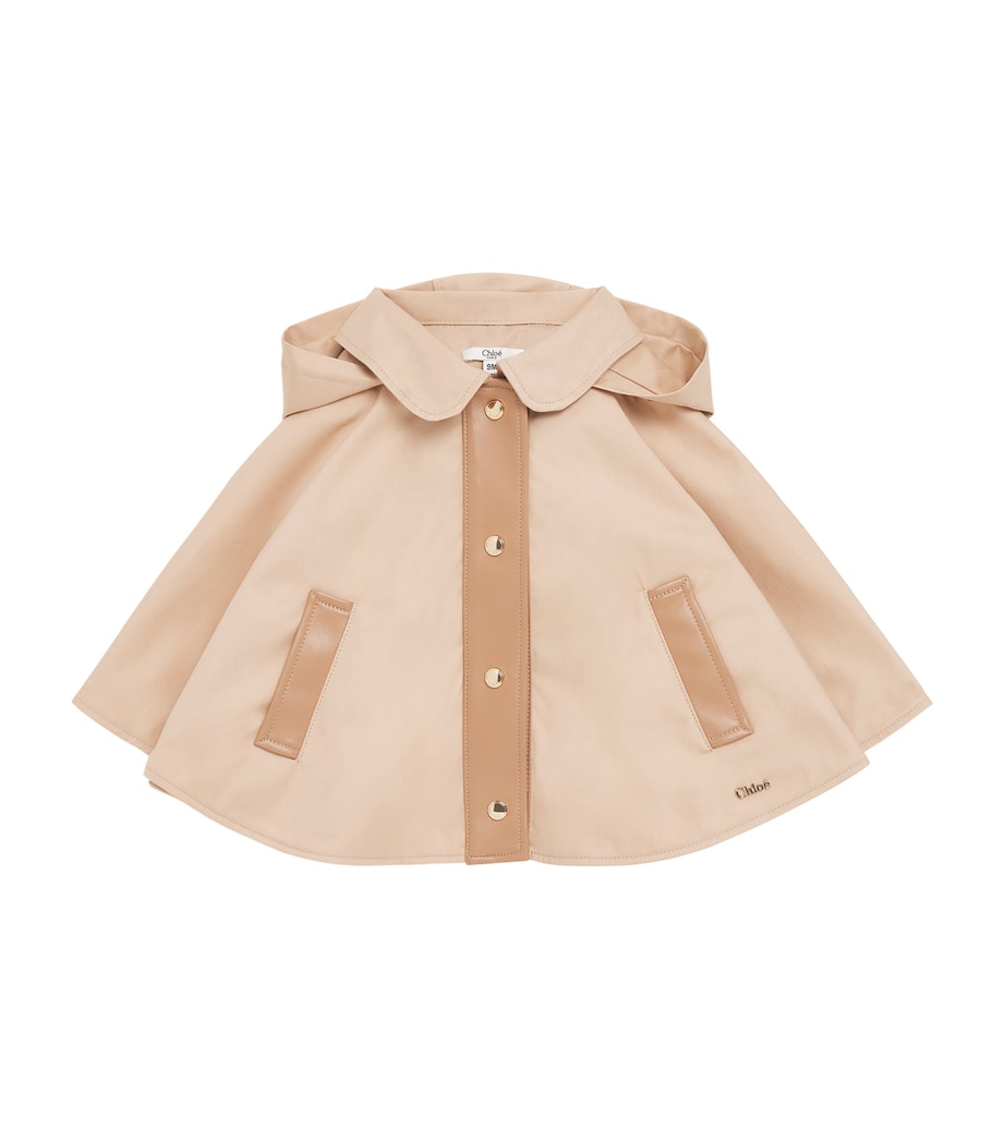 Chloé Kids Hooded Logo Trench Coat (6-36 Months) Image 1