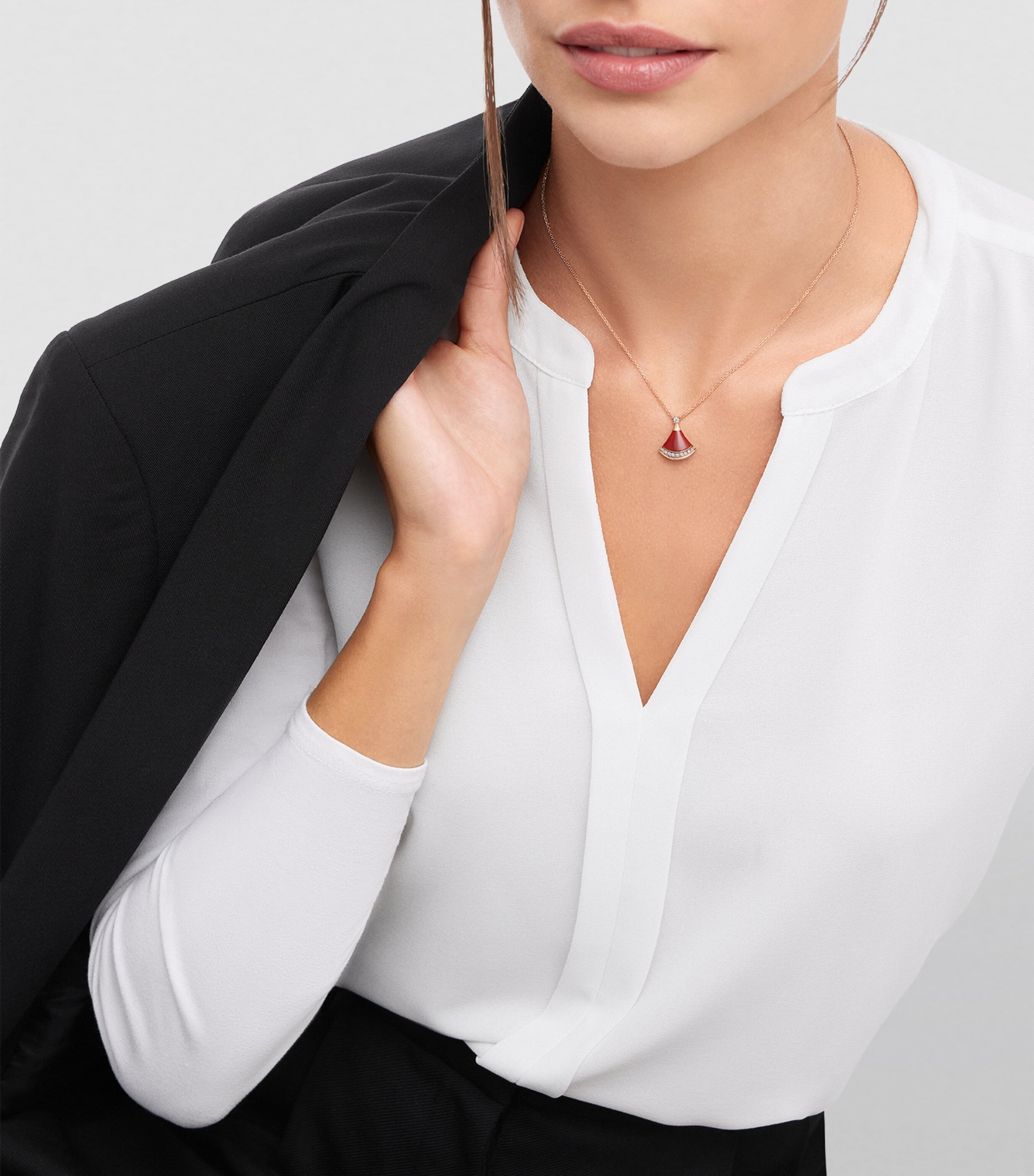 Rose Gold, Diamond and Carnelian Divas' Dream Necklace PINK GOLD Image 5